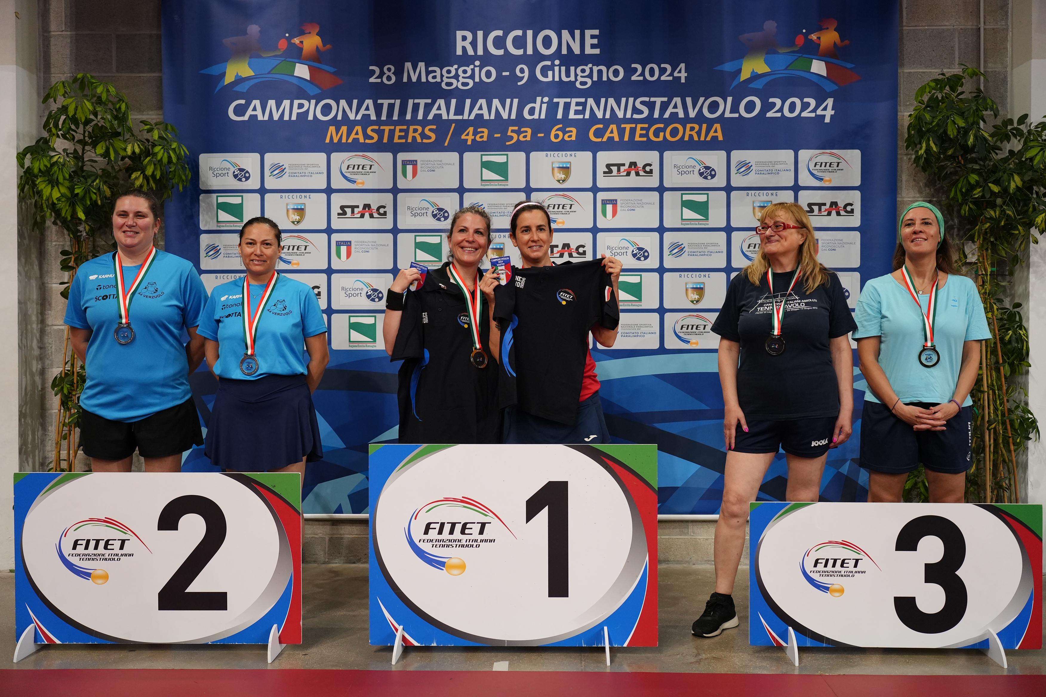 Campionati Italiani Master di Riccione 2024 podio del doppio femminile Over 40