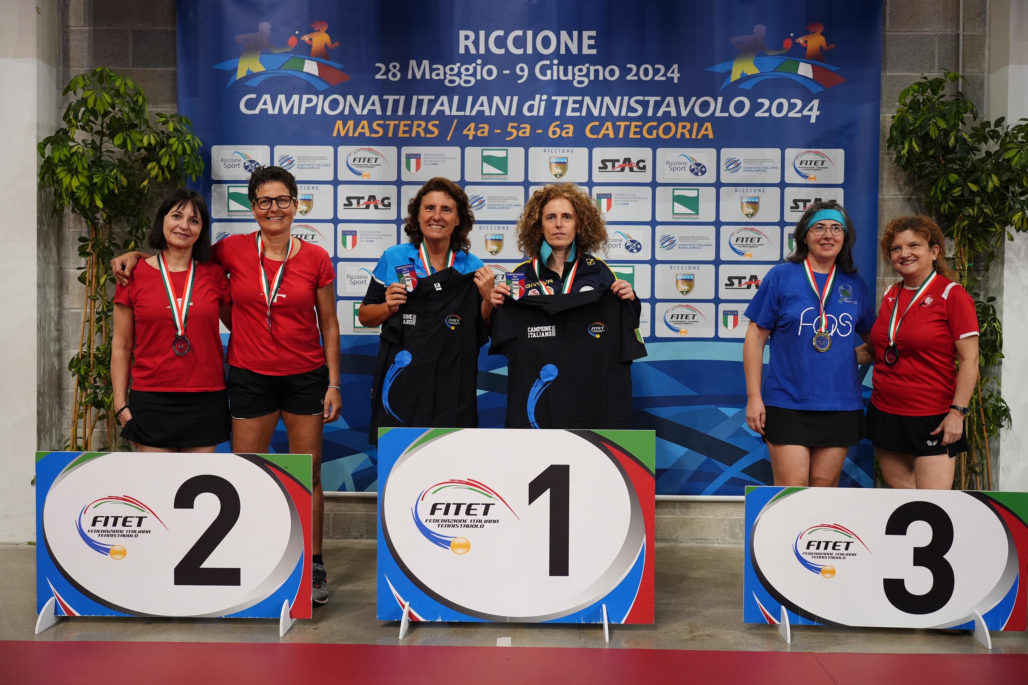 Campionati Italiani Master di Riccione 2024 podio del doppio femminile Over 50