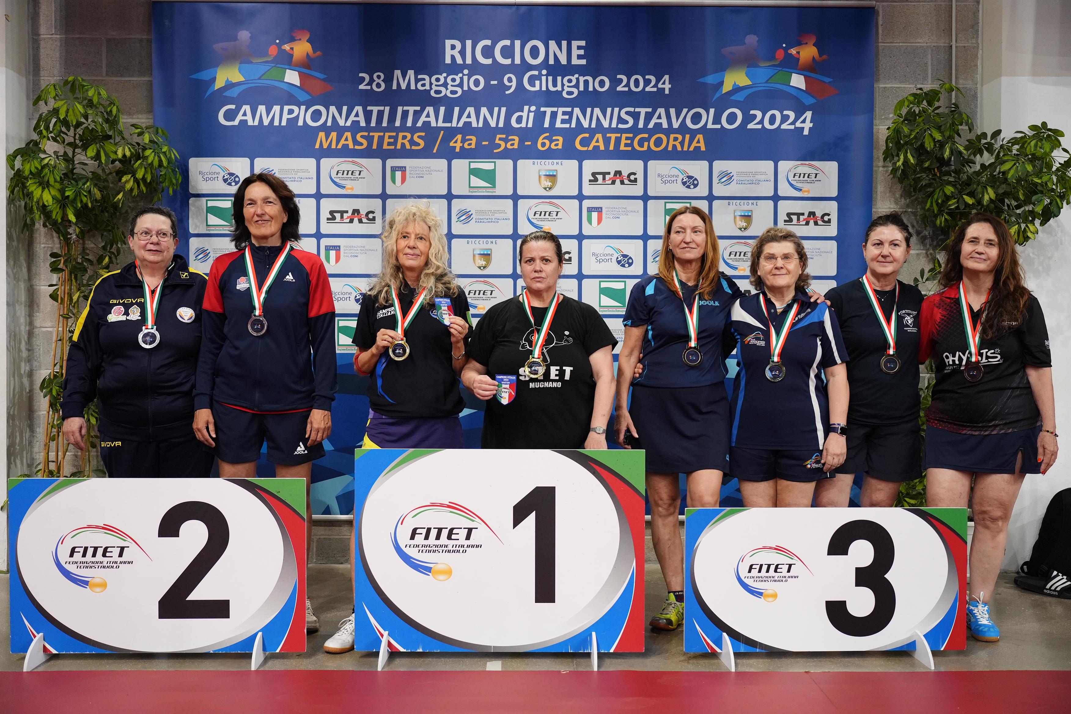 Campionati Italiani Master di Riccione 2024 podio del doppio femminile Over 60