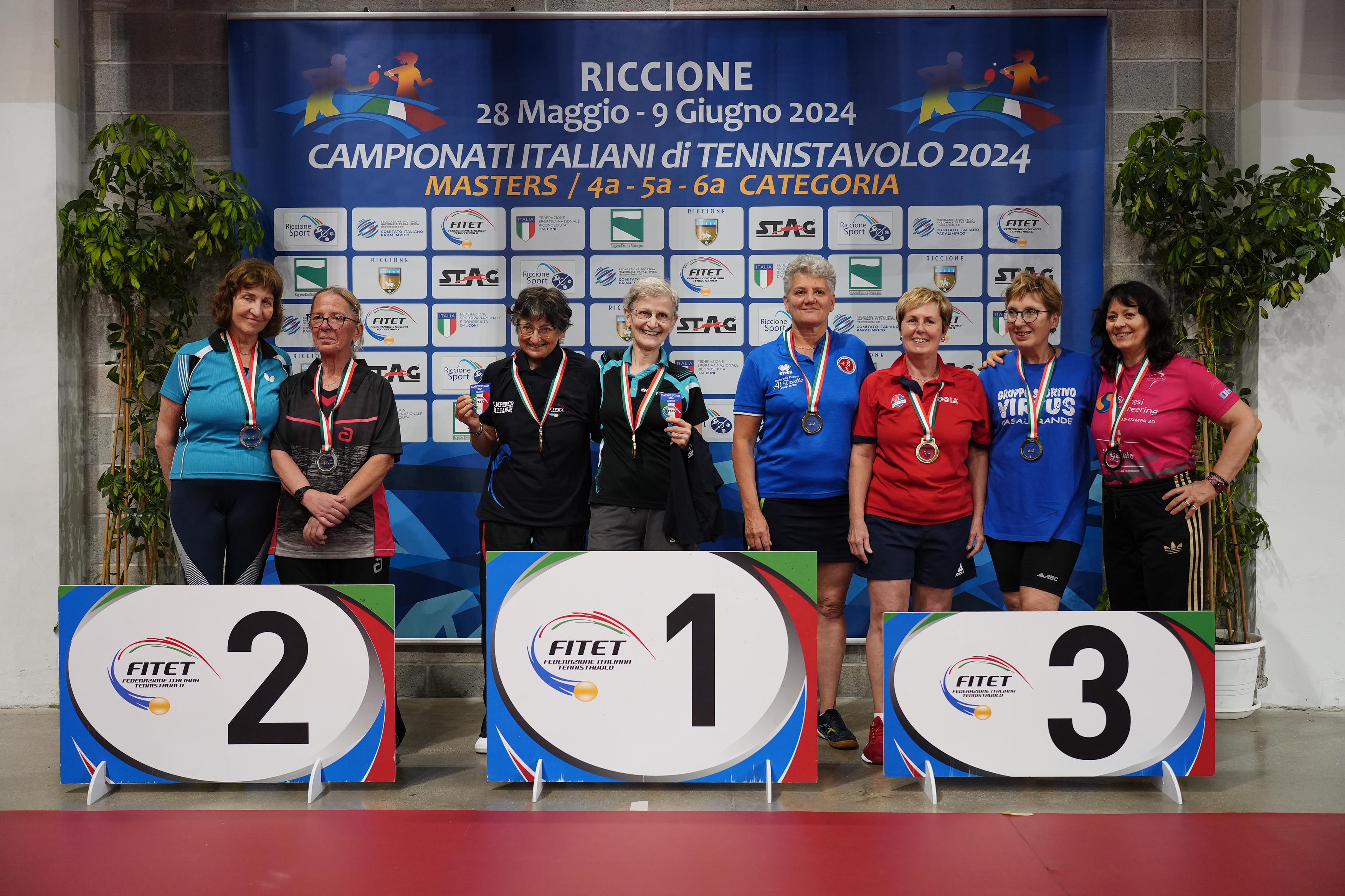 Campionati Italiani Master di Riccione 2024 podio del doppio femminile Over 65