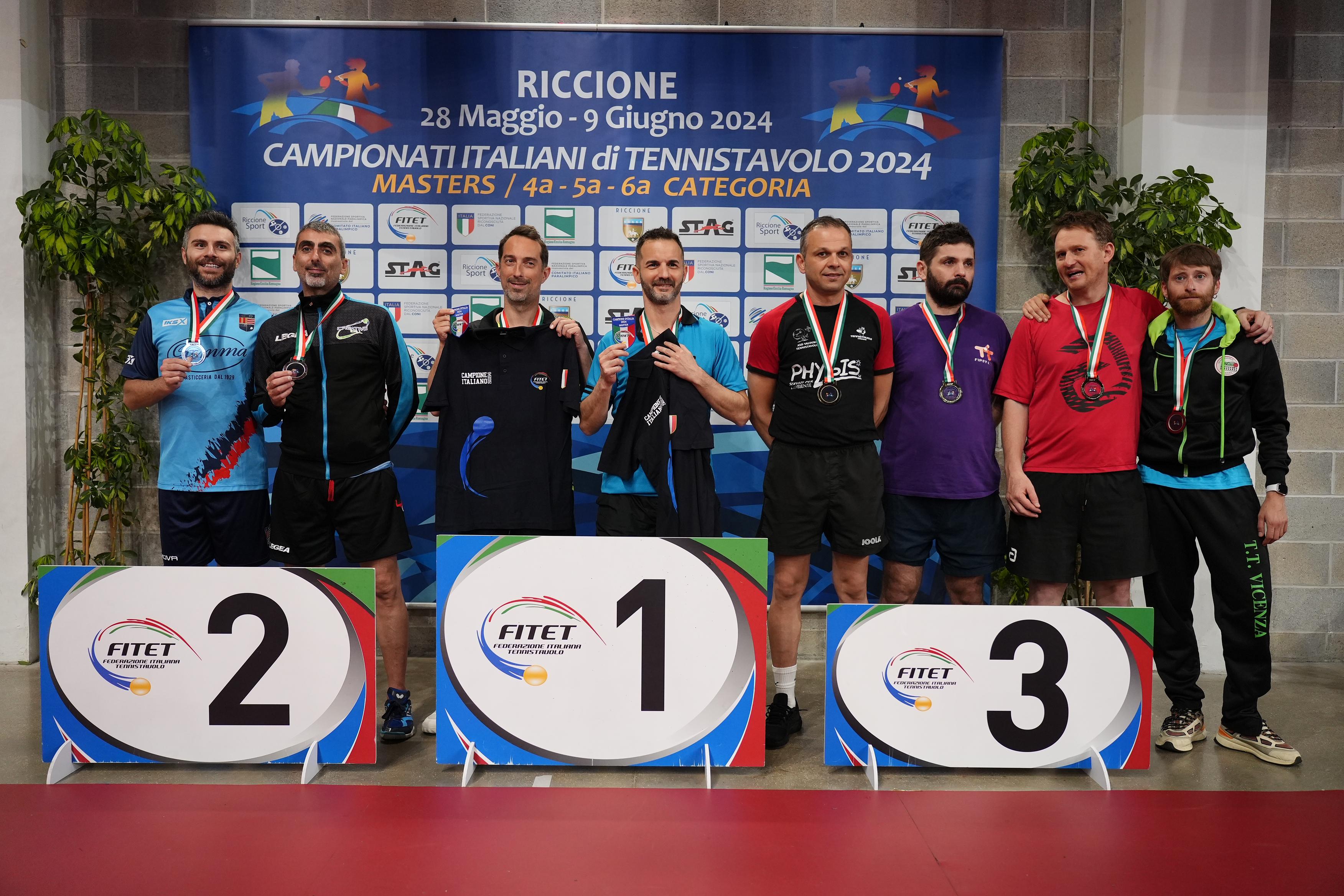 Campionati Italiani Master di Riccione 2024 podio del doppio maschile Over 40