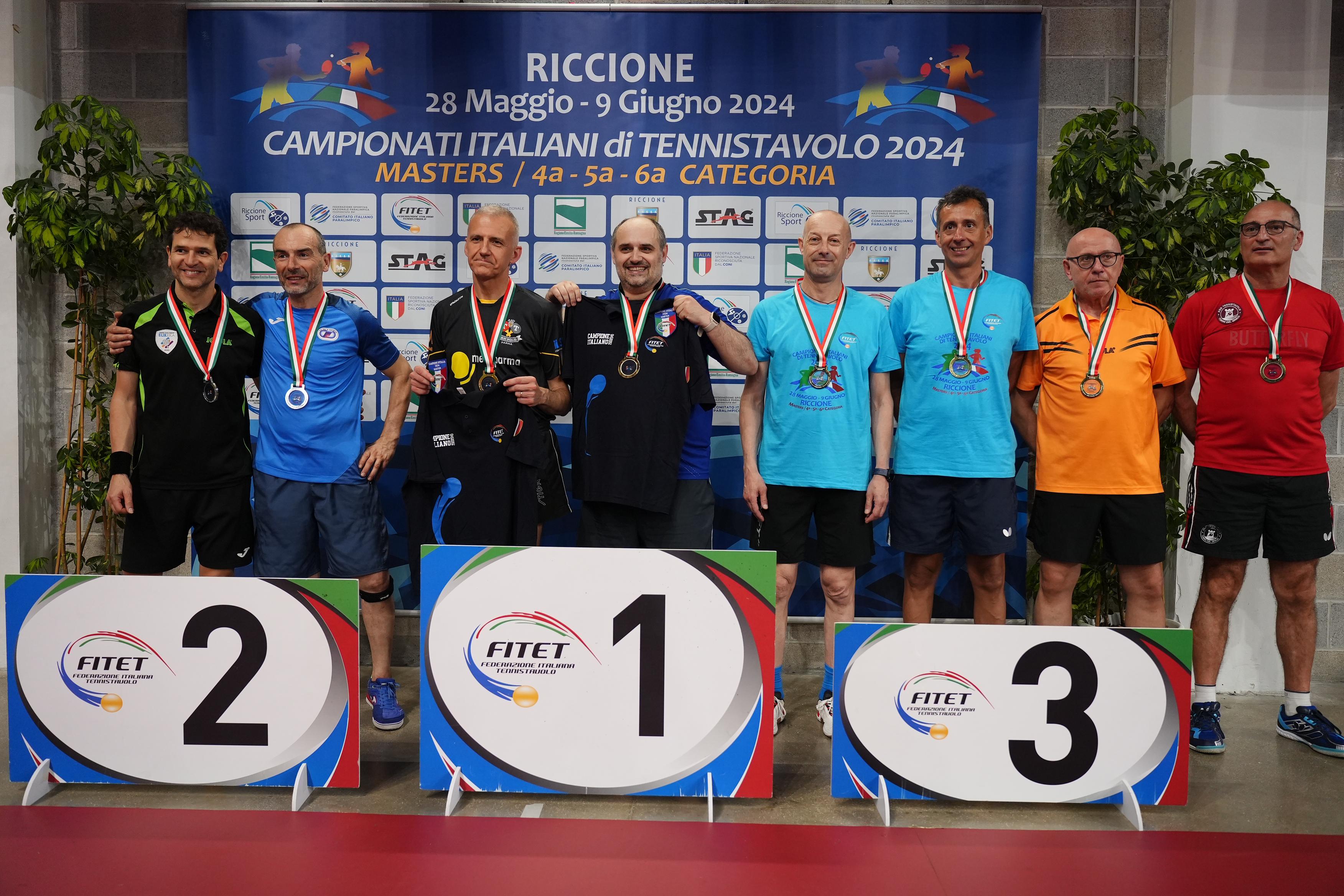 Campionati Italiani Master di Riccione 2024 podio del doppio maschile Over 50