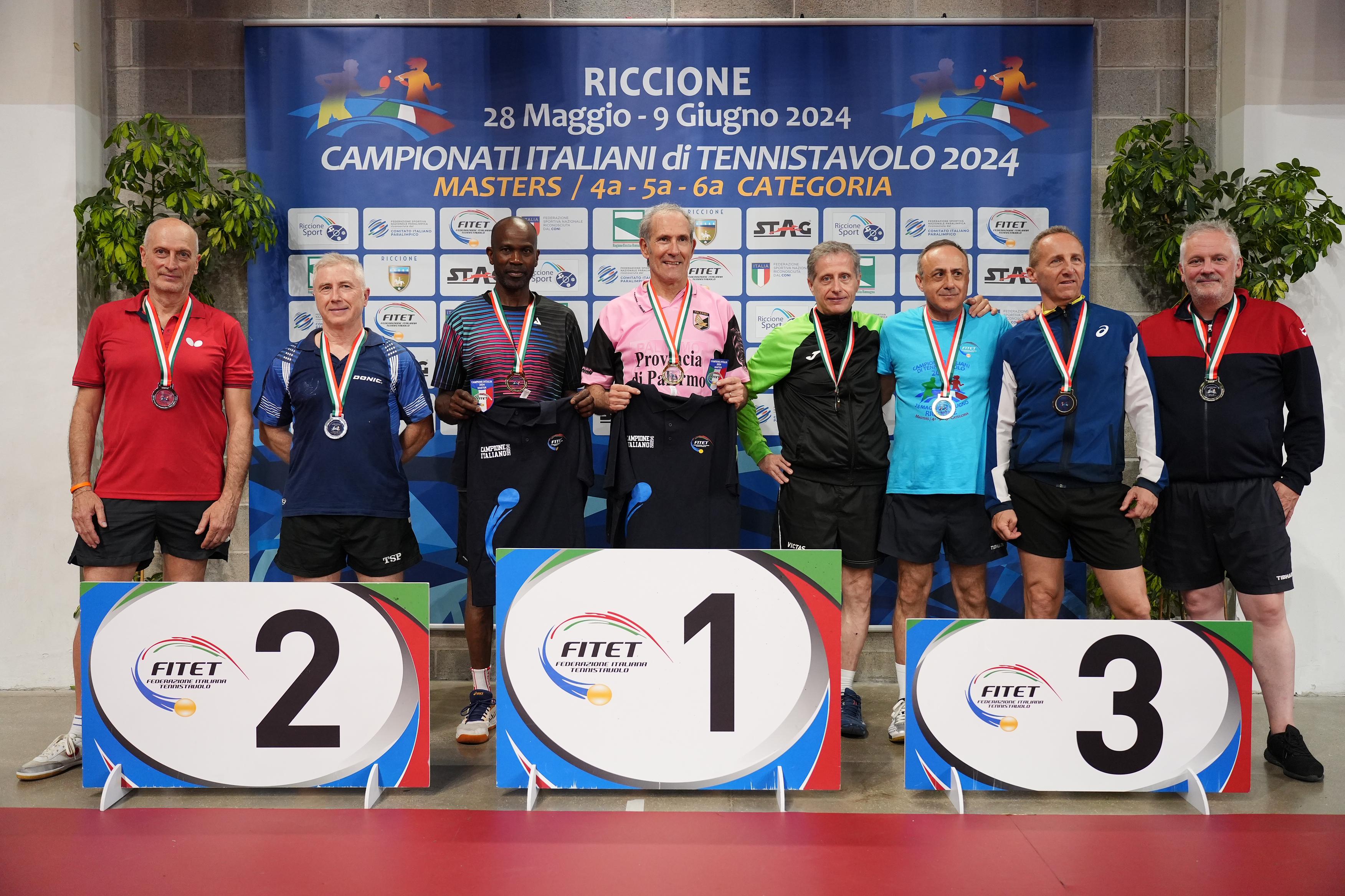Campionati Italiani Master di Riccione 2024 podio del doppio maschile Over 60