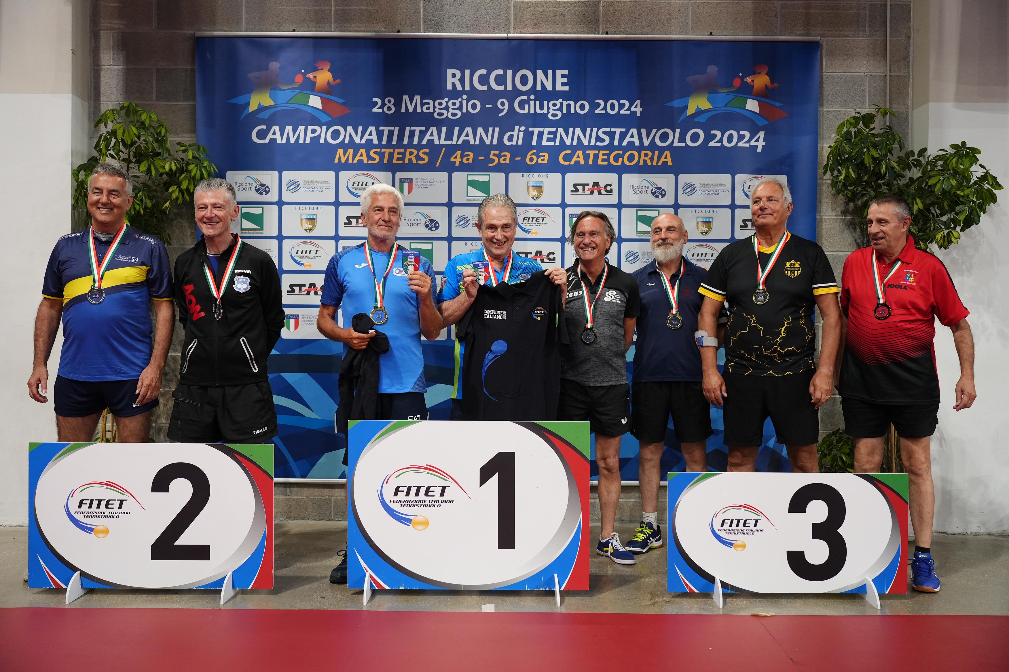 Campionati Italiani Master di Riccione 2024 podio del doppio maschile Over 65