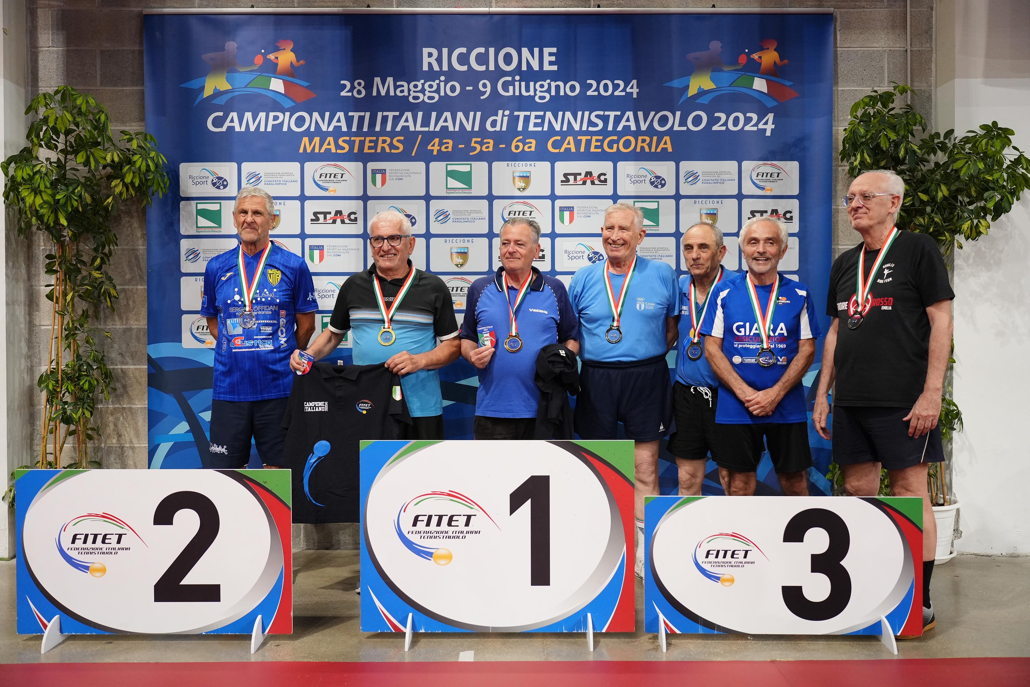 Campionati Italiani Master di Riccione 2024 podio del doppio maschile Over 70