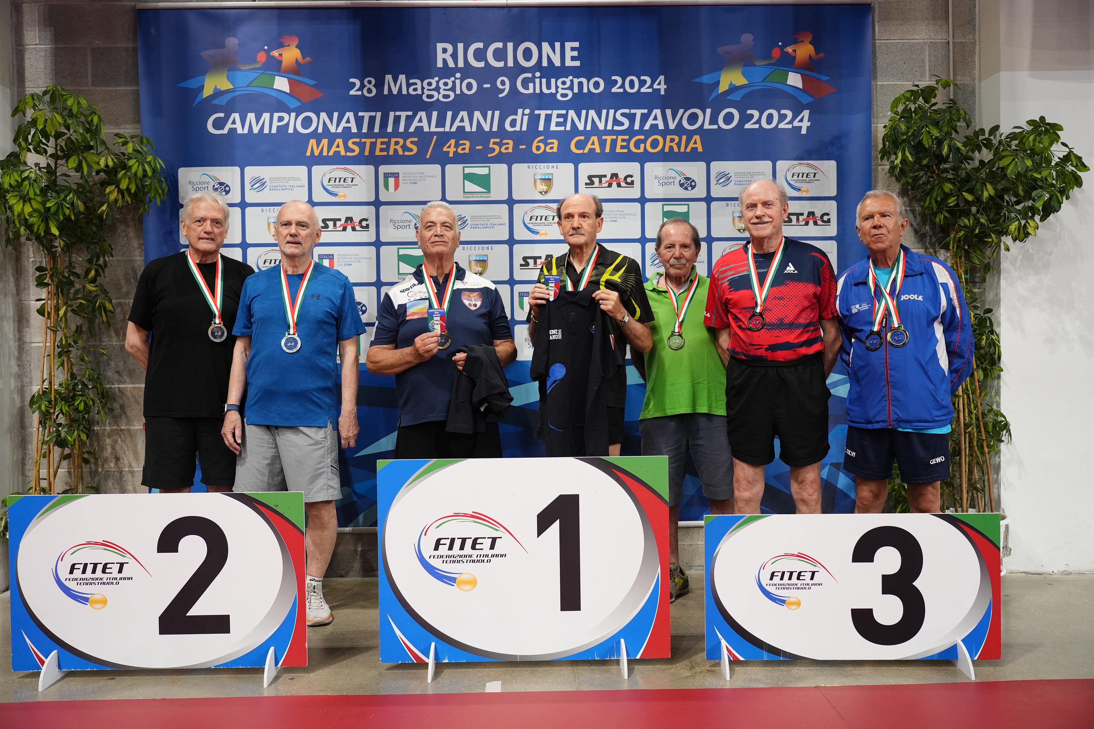 Campionati Italiani Master di Riccione 2024 podio del doppio maschile Over 75