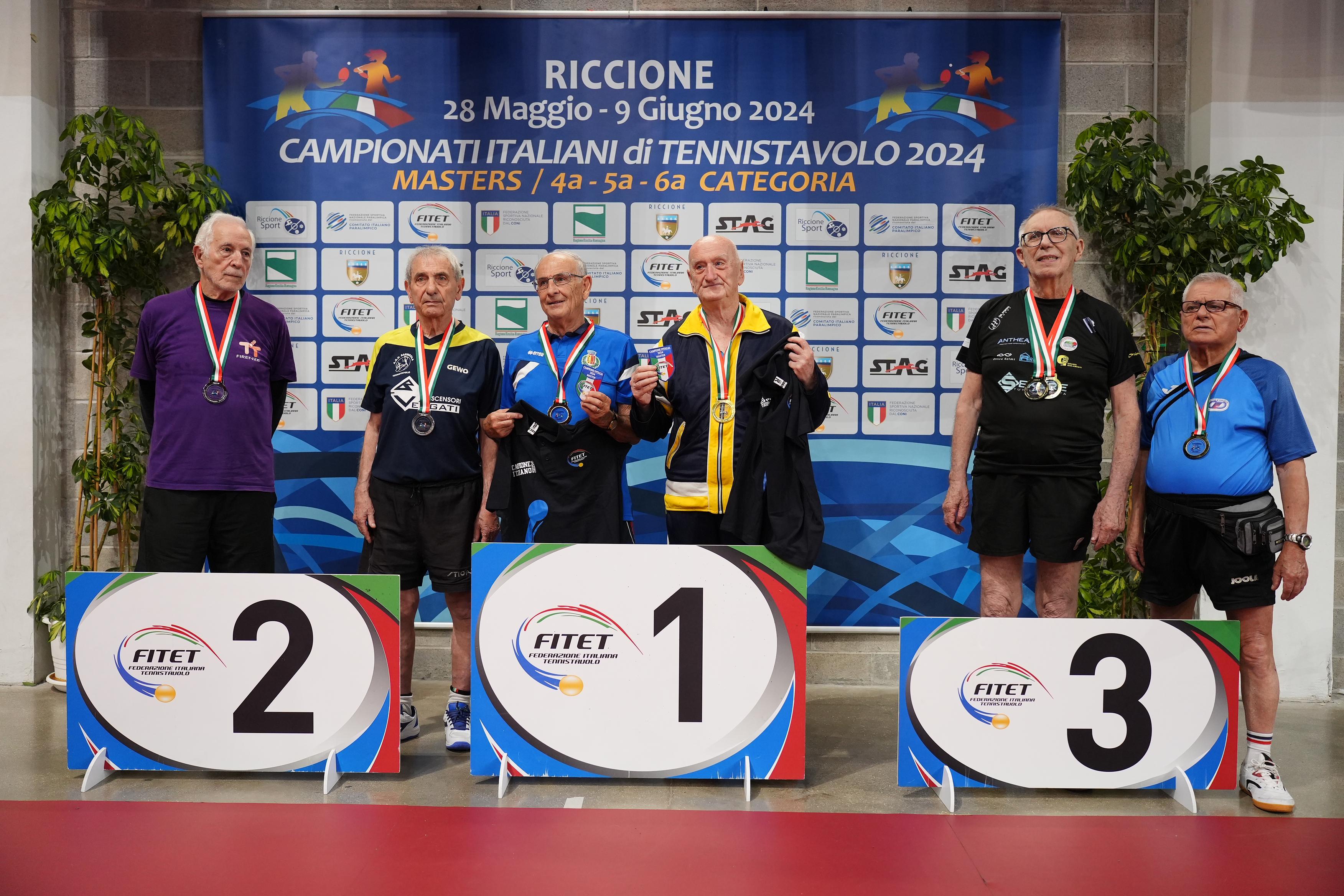Campionati Italiani Master di Riccione 2024 podio del doppio maschile Over 80