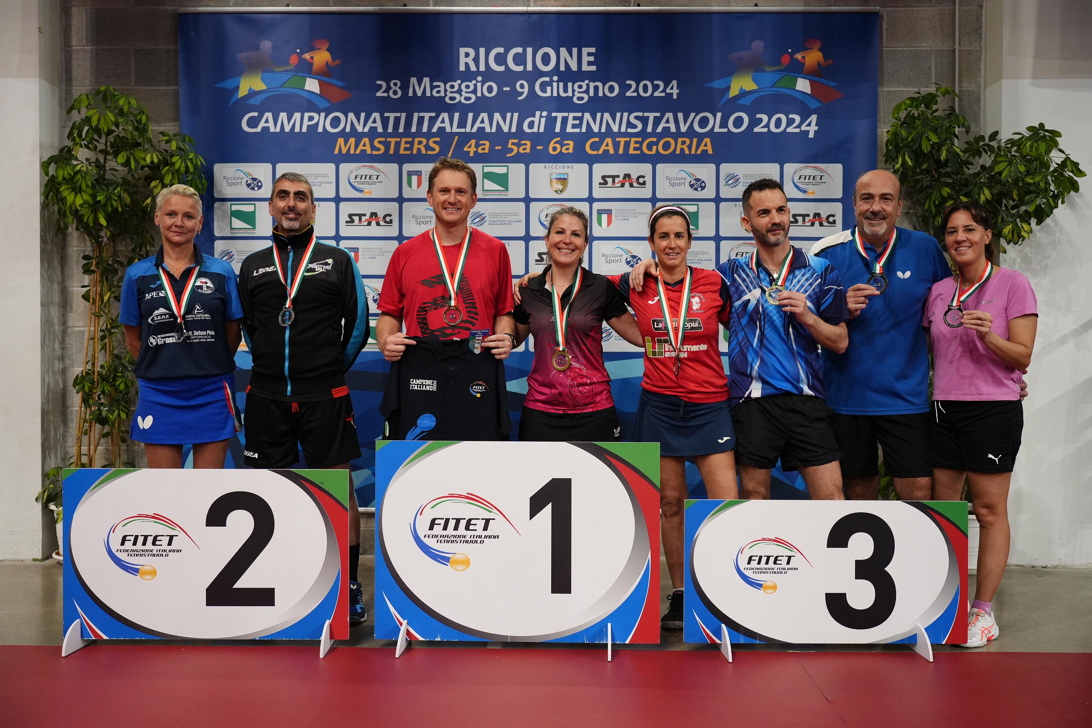 Campionati Italiani Master di Riccione 2024 podio del doppio misto Over 40