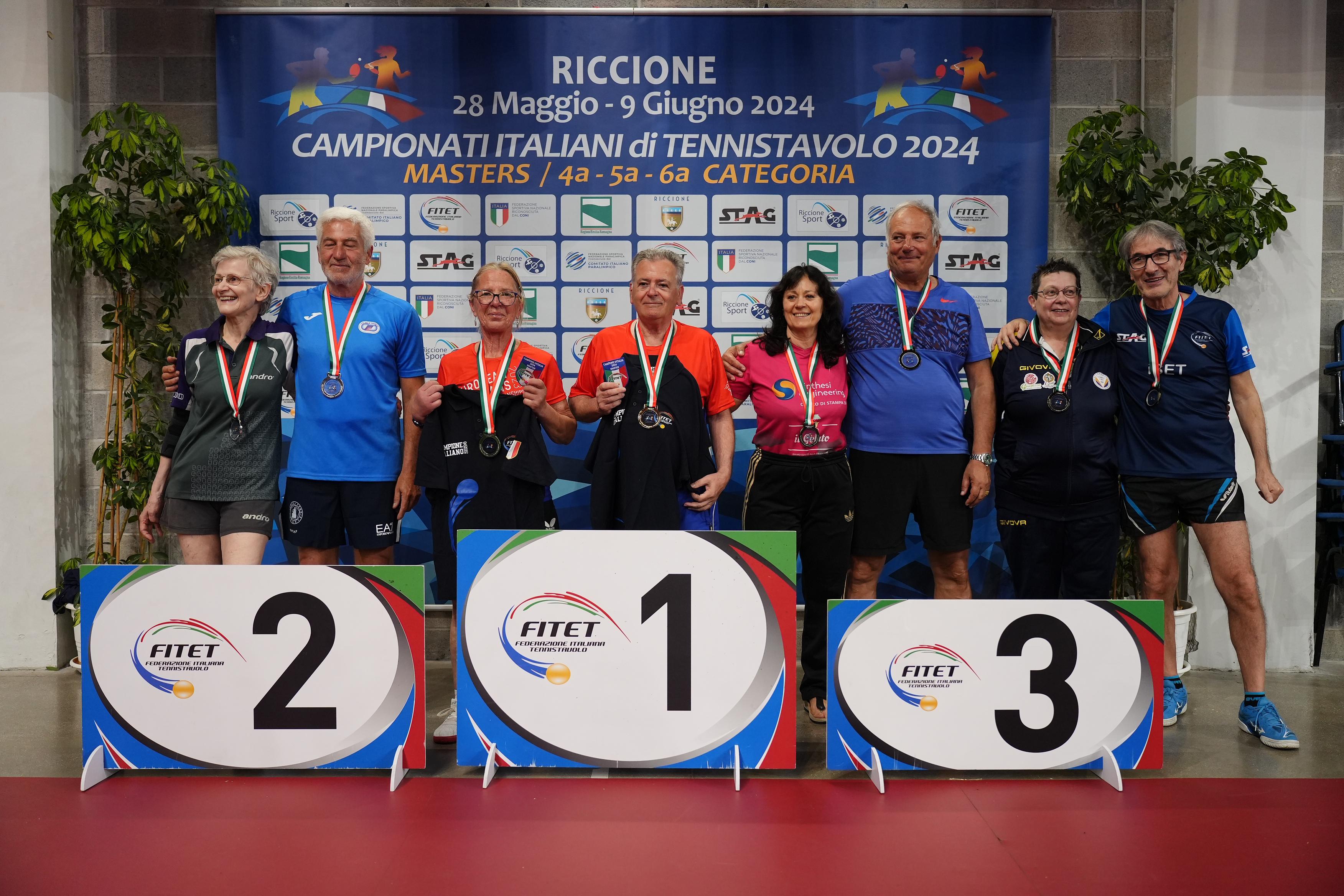 Campionati Italiani Master di Riccione 2024 podio del doppio misto Over 65