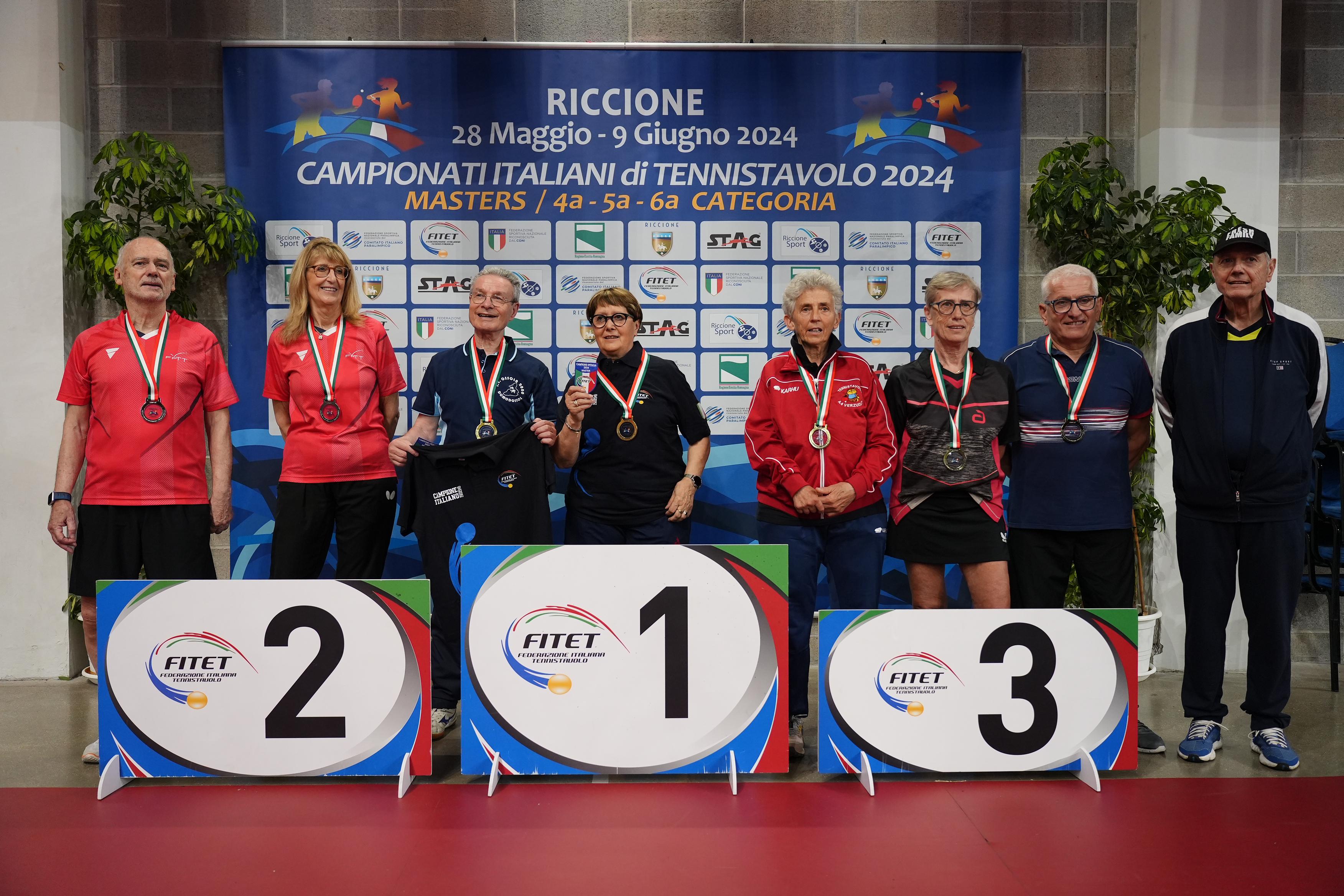 Campionati Italiani Master di Riccione 2024 podio del doppio misto Over 70