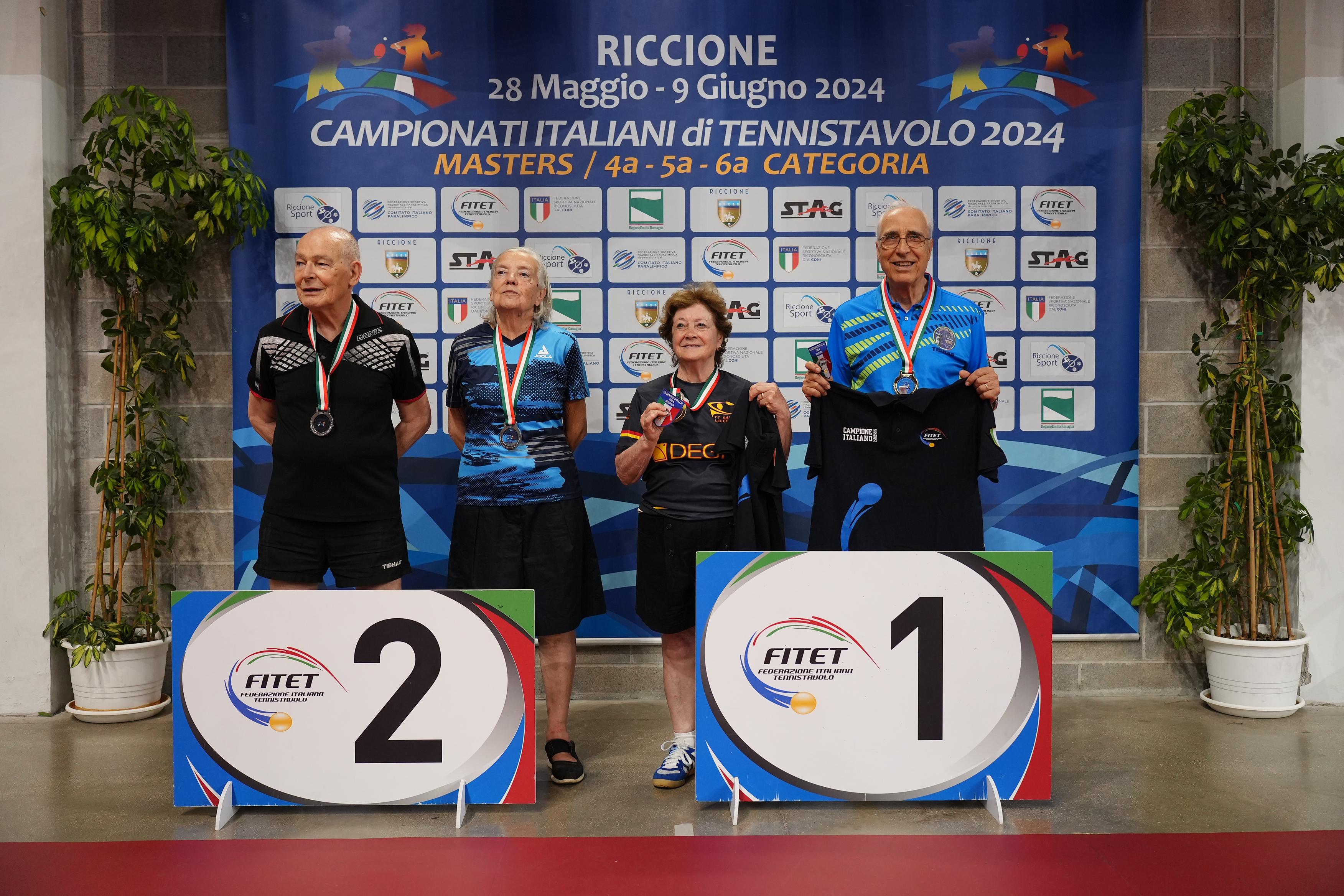 Campionati Italiani Master di Riccione 2024 podio del doppio misto Over 80