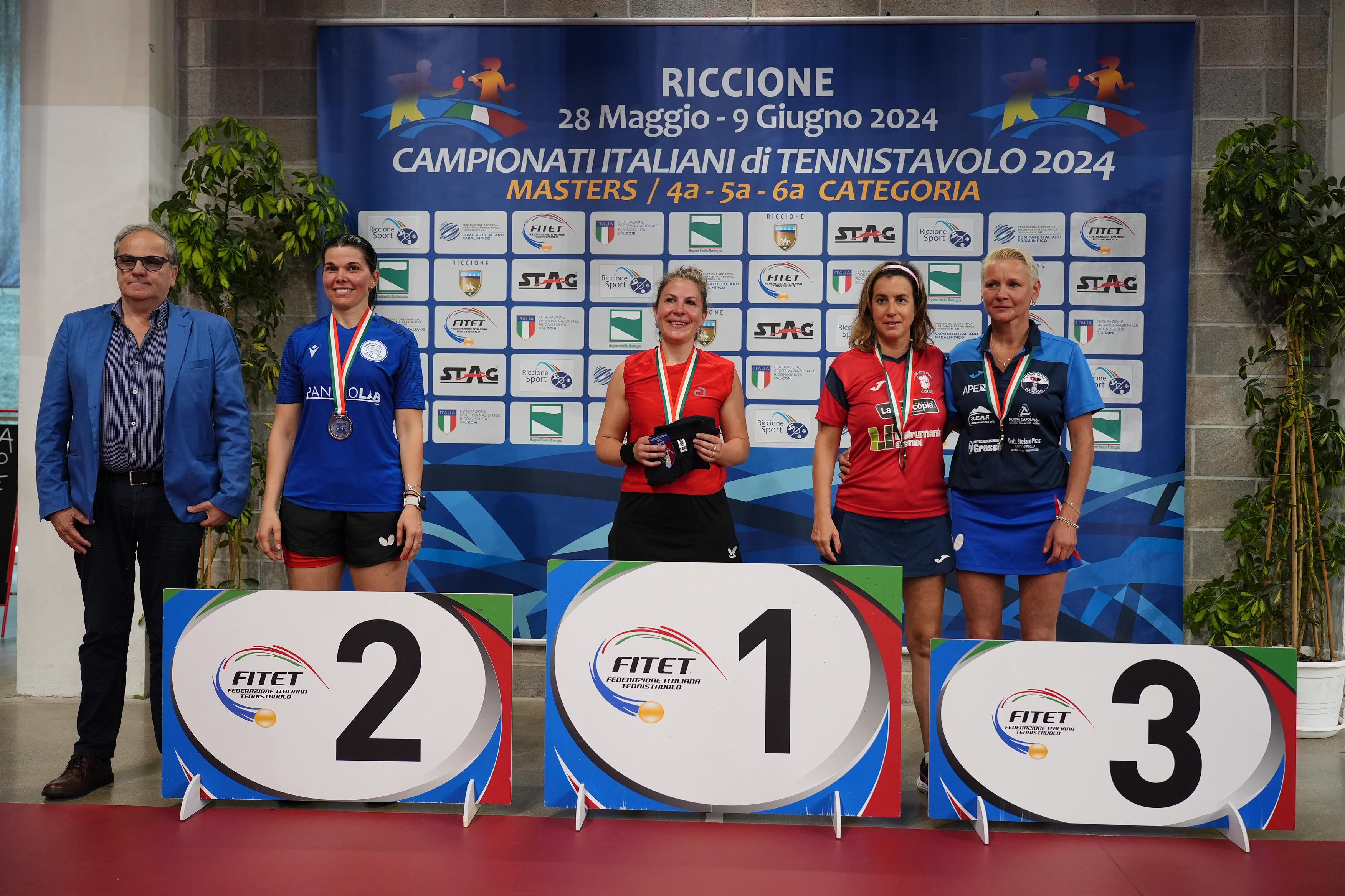 Campionati Italiani Master di Riccione 2024 podio del singolare femminile Over 40
