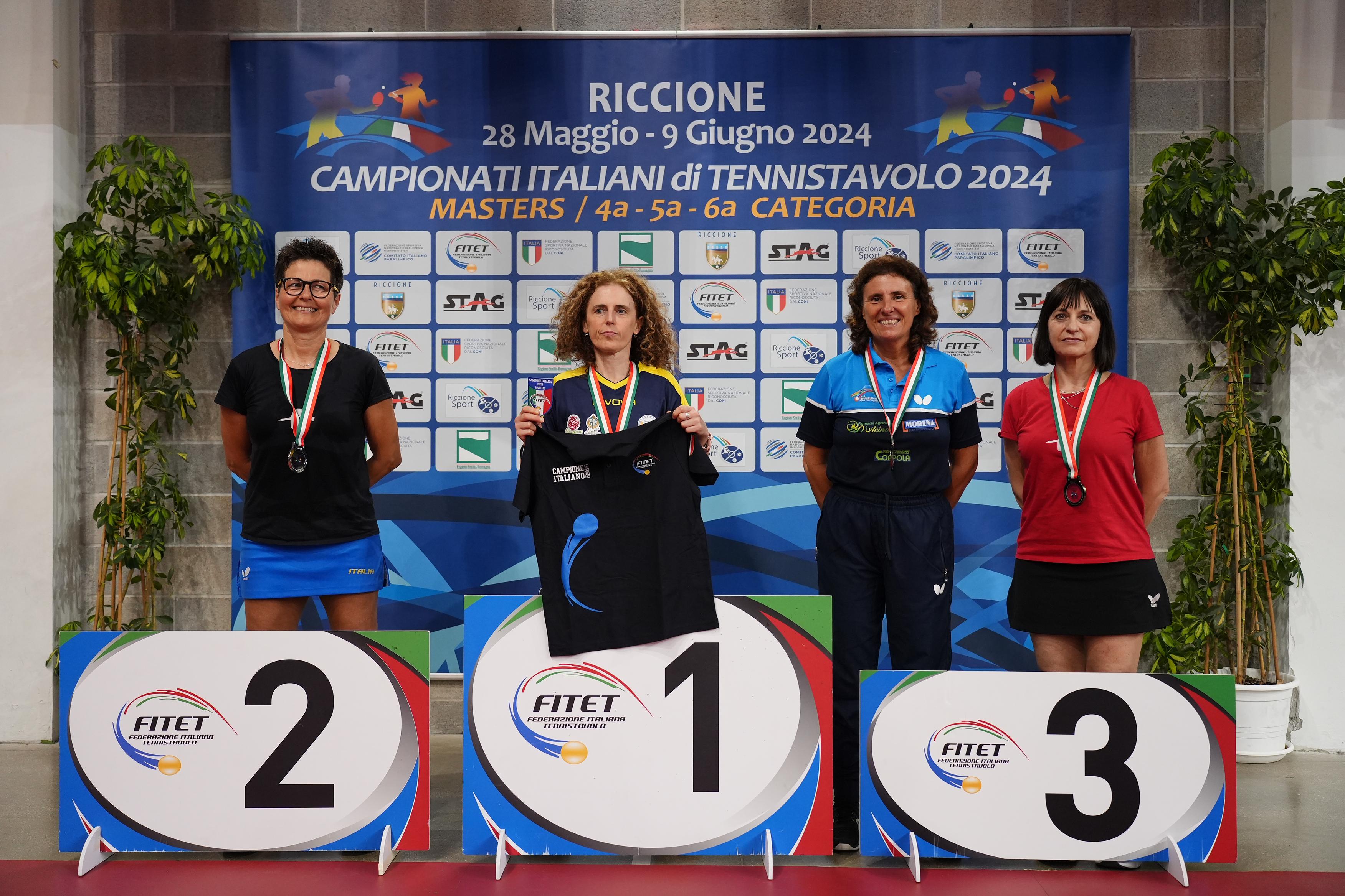 Campionati Italiani Master di Riccione 2024 podio del singolare femminile Over 50