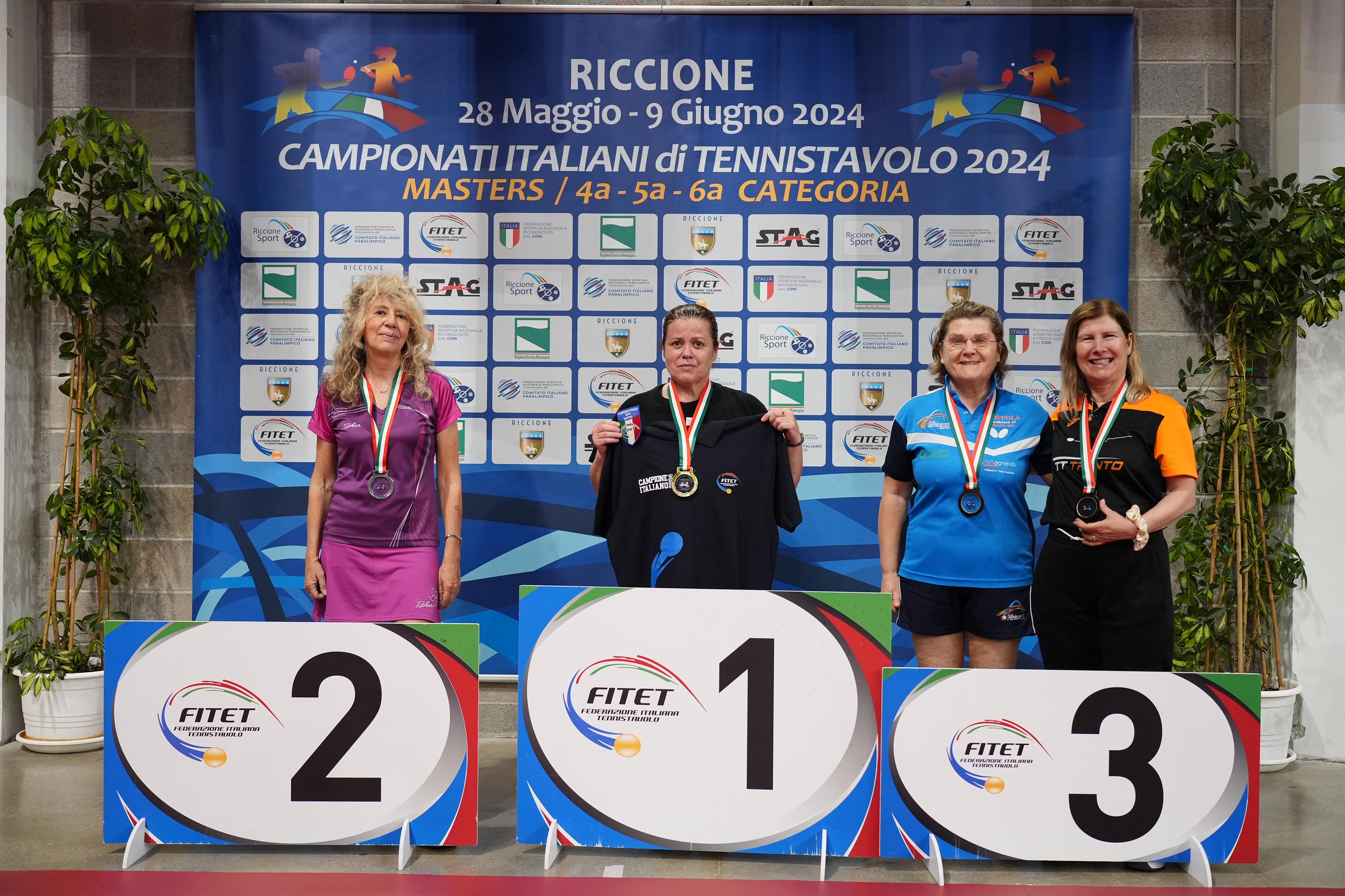 Campionati Italiani Master di Riccione 2024 podio del singolare femminile Over 60