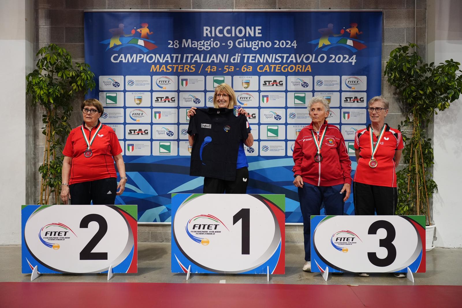 Campionati Italiani Master di Riccione 2024 podio del singolare femminile Over 70