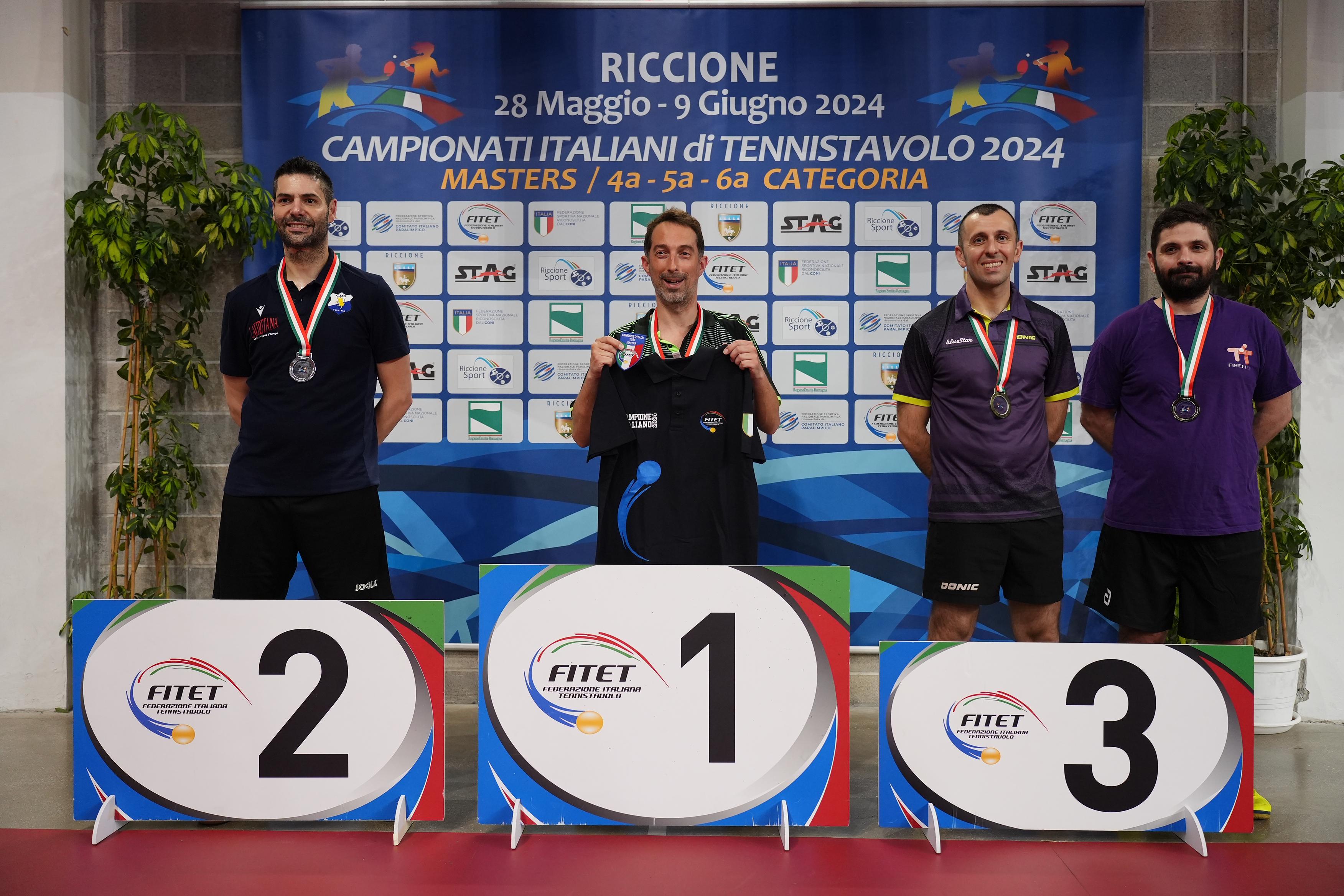 Campionati Italiani Master di Riccione 2024 podio del singolare maschile Over 40