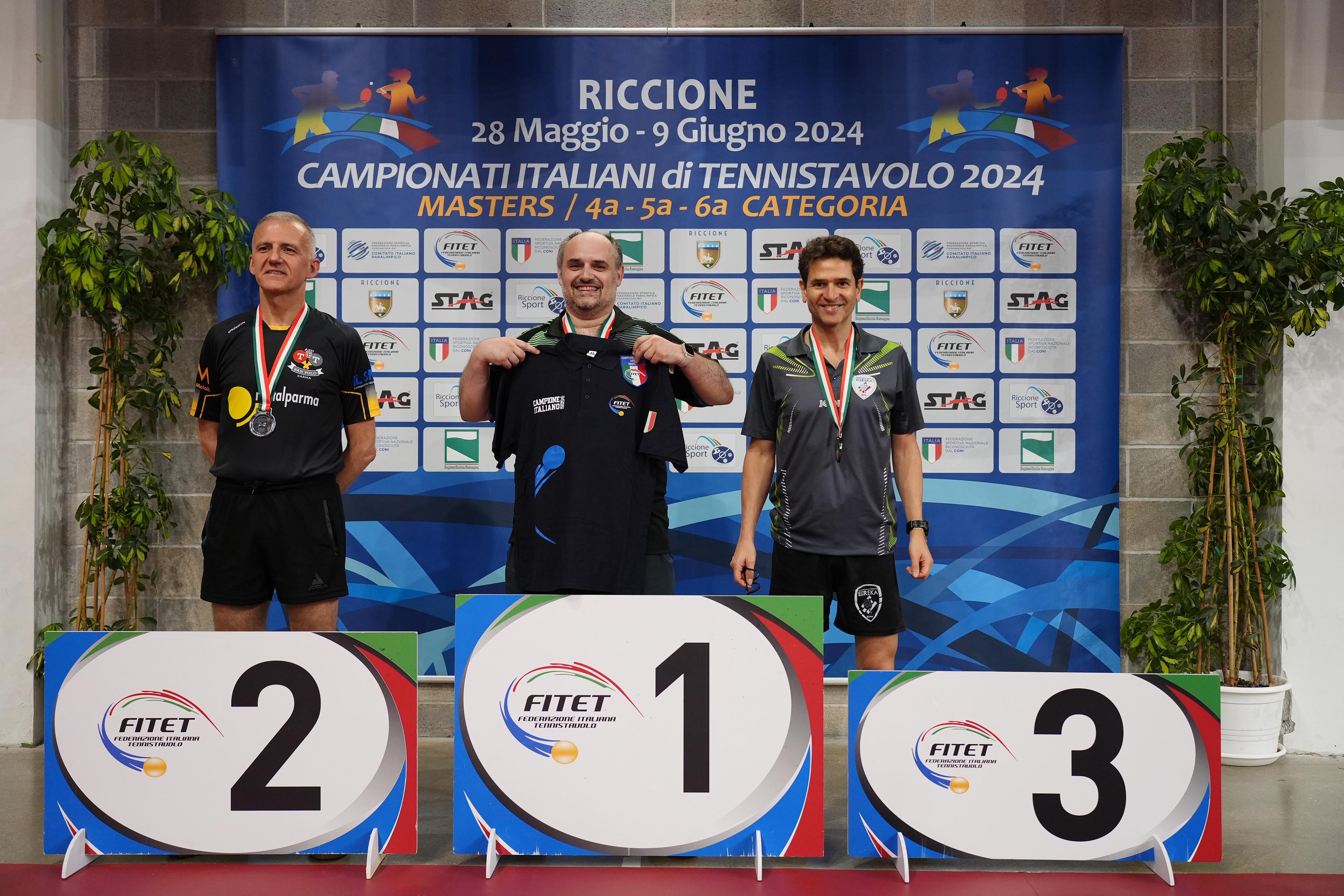 Campionati Italiani Master di Riccione 2024 podio del singolare maschile Over 50