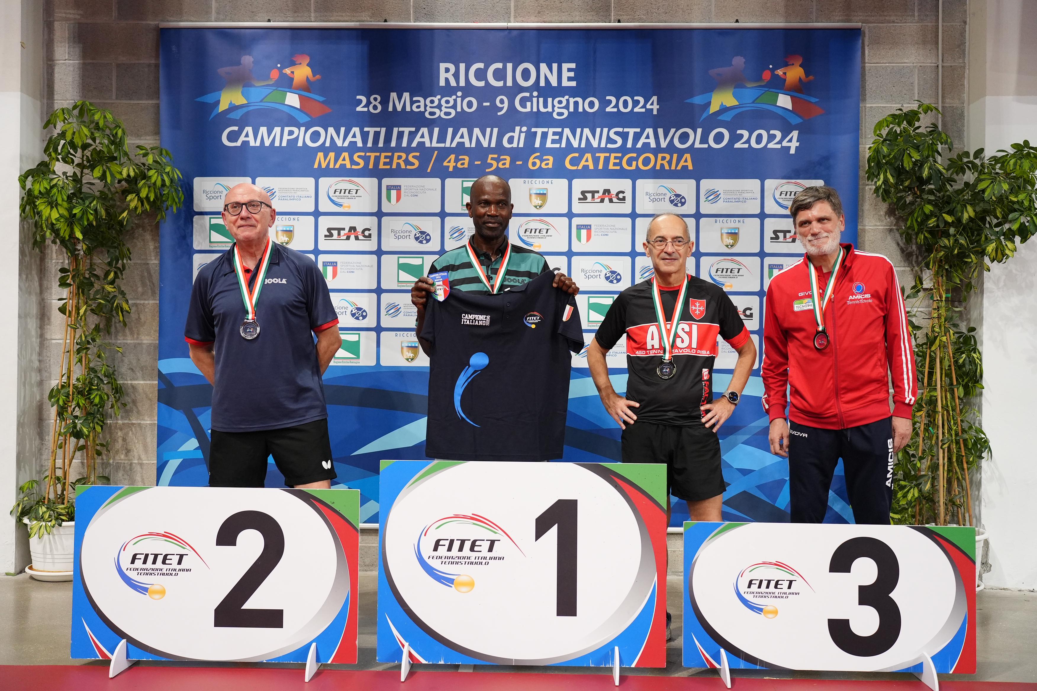 Campionati Italiani Master di Riccione 2024 podio del singolare maschile Over 60