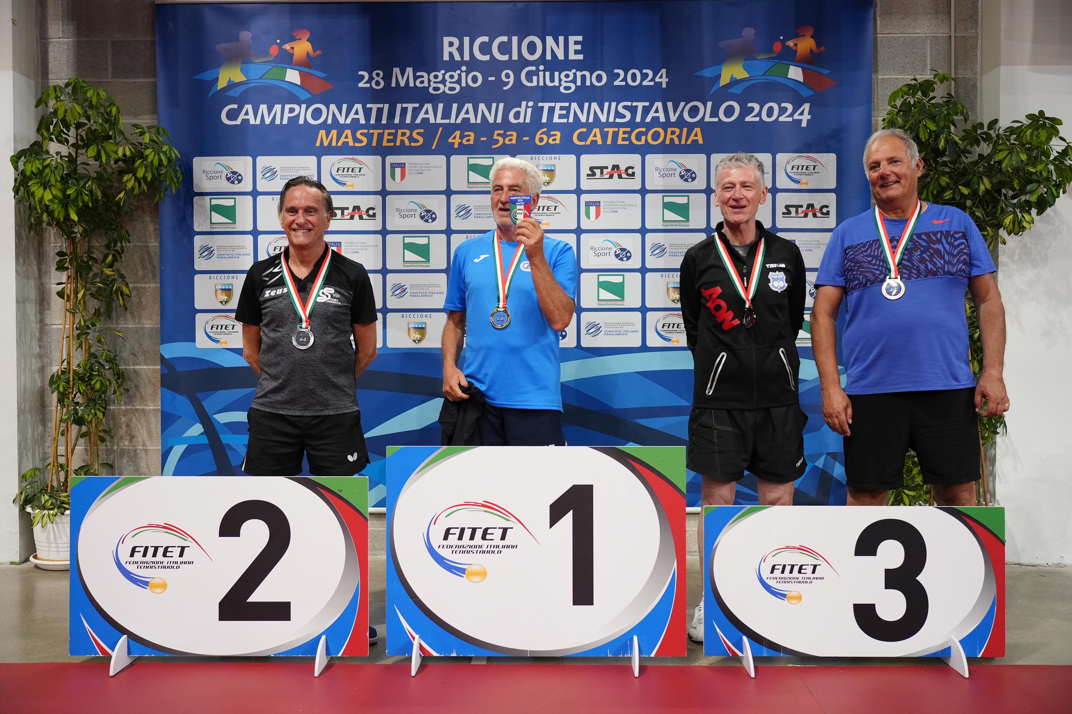 Campionati Italiani Master di Riccione 2024 podio del singolare maschile Over 65