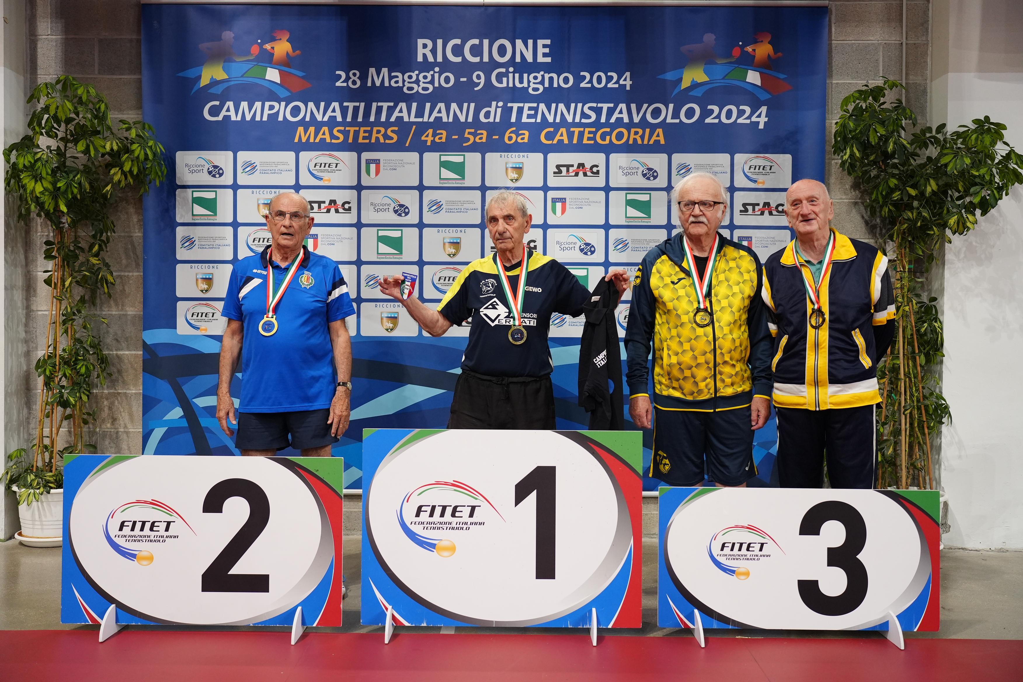 Campionati Italiani Master di Riccione 2024 podio del singolare maschile Over 80