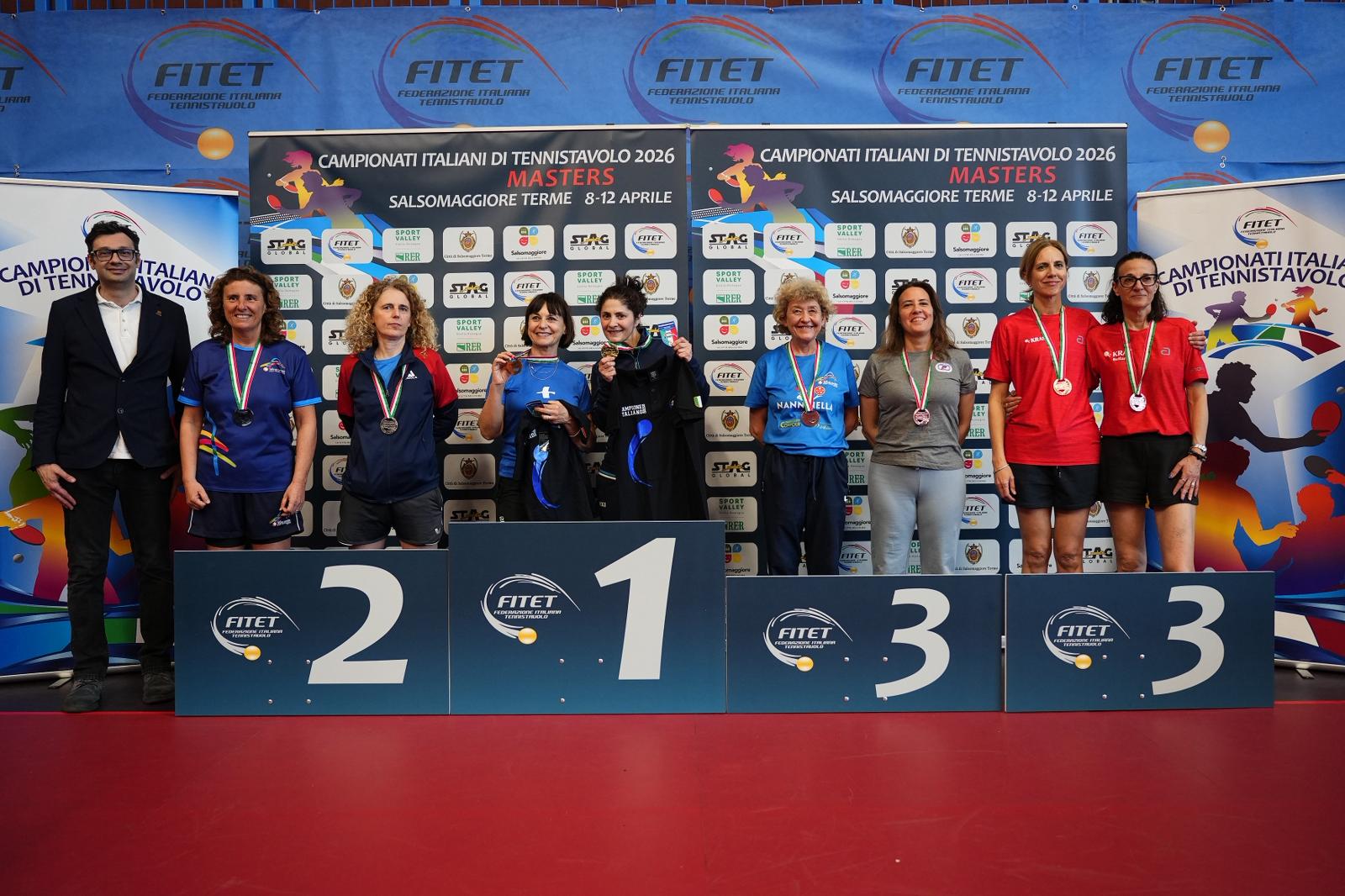 Campionati Italiani Master di Salsomaggiore Terme 2026 podio del doppio femminile Over 50