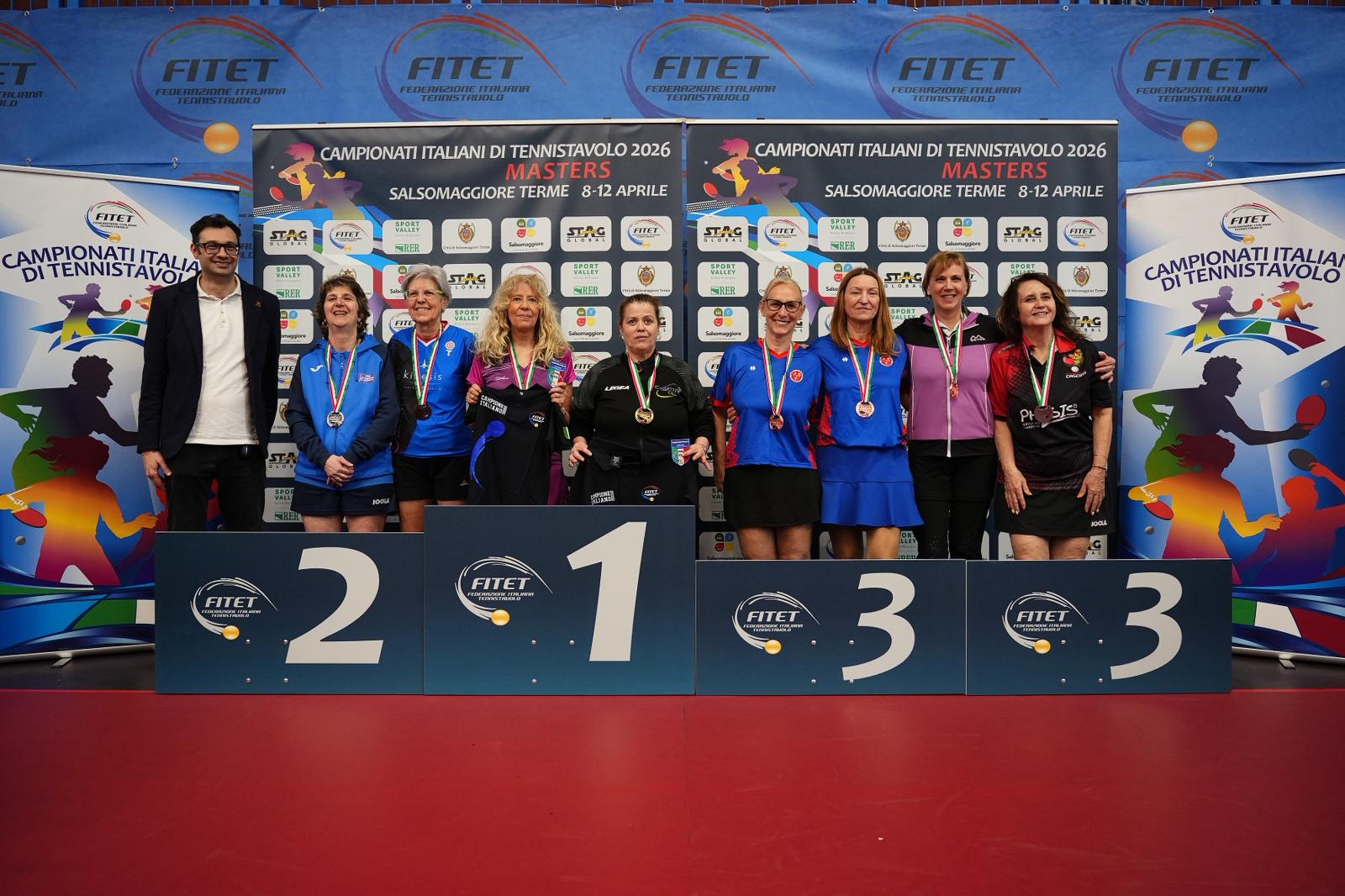 Campionati Italiani Master di Salsomaggiore Terme 2026 podio del doppio femminile Over 60