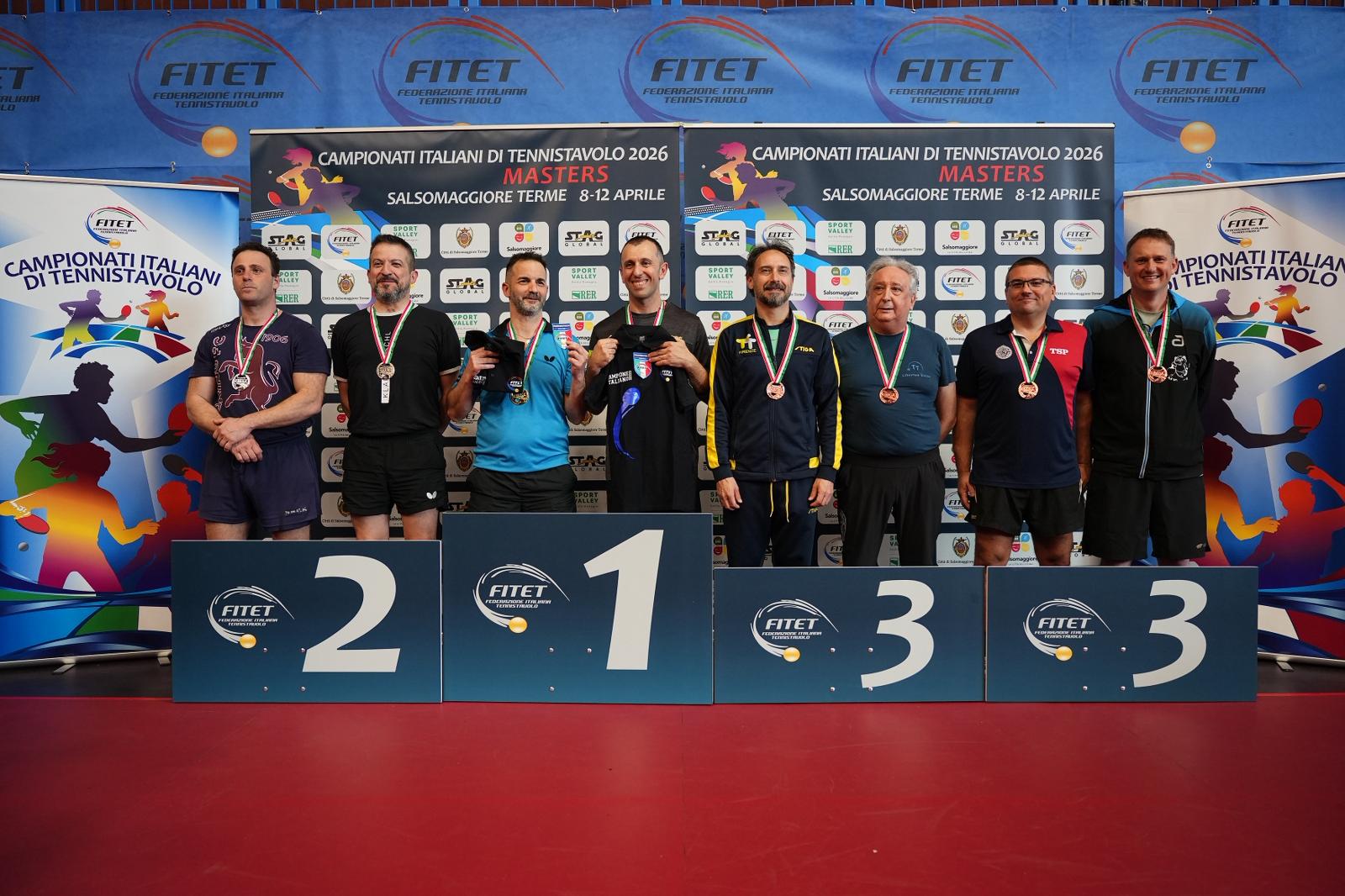 Campionati Italiani Master di Salsomaggiore Terme 2026 podio del doppio maschile Over 40