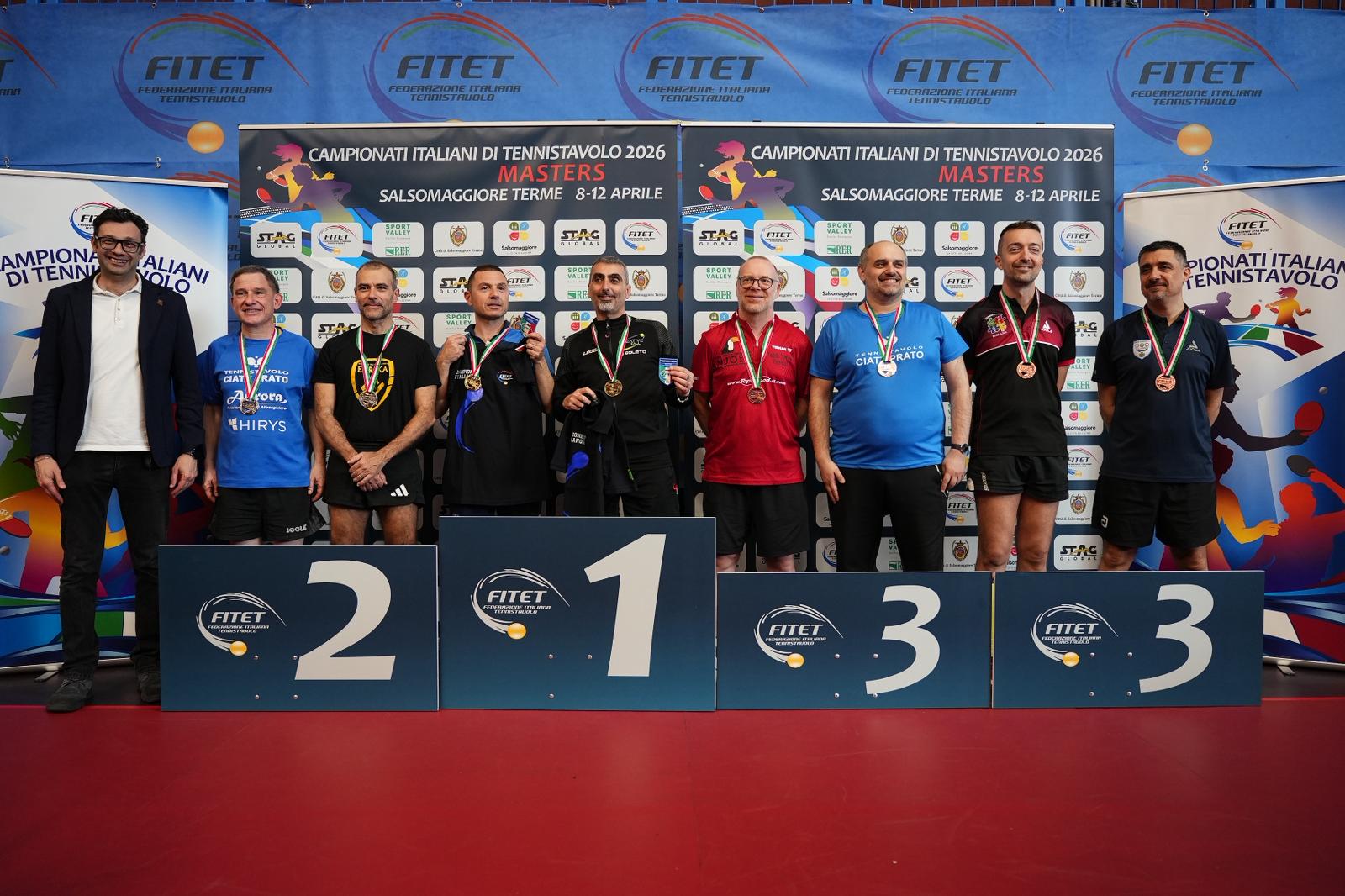 Campionati Italiani Master di Salsomaggiore Terme 2026 podio del doppio maschile Over 50