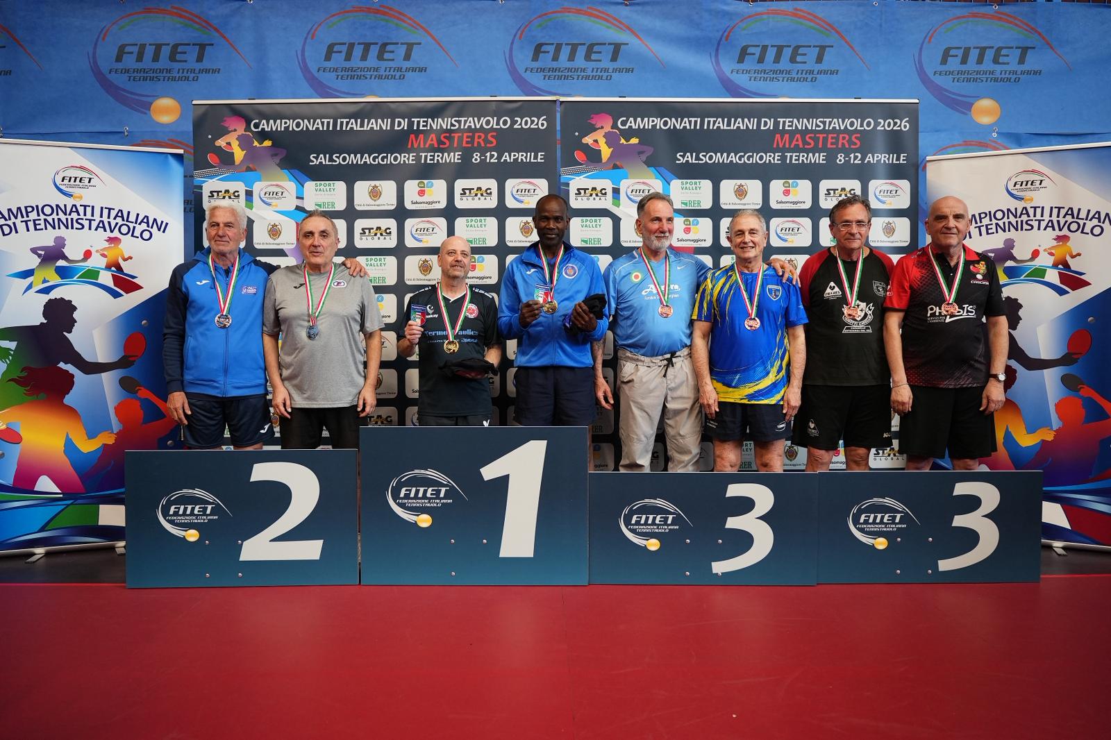 Campionati Italiani Master di Salsomaggiore Terme 2026 podio del doppio maschile Over 65
