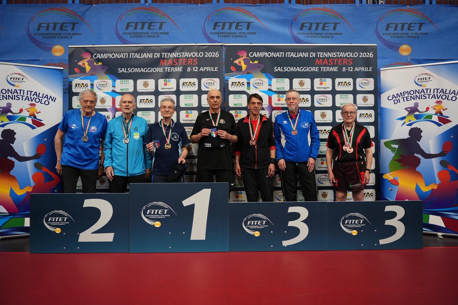 Campionati Italiani Master di Salsomaggiore Terme 2026 podio del doppio maschile Over 75