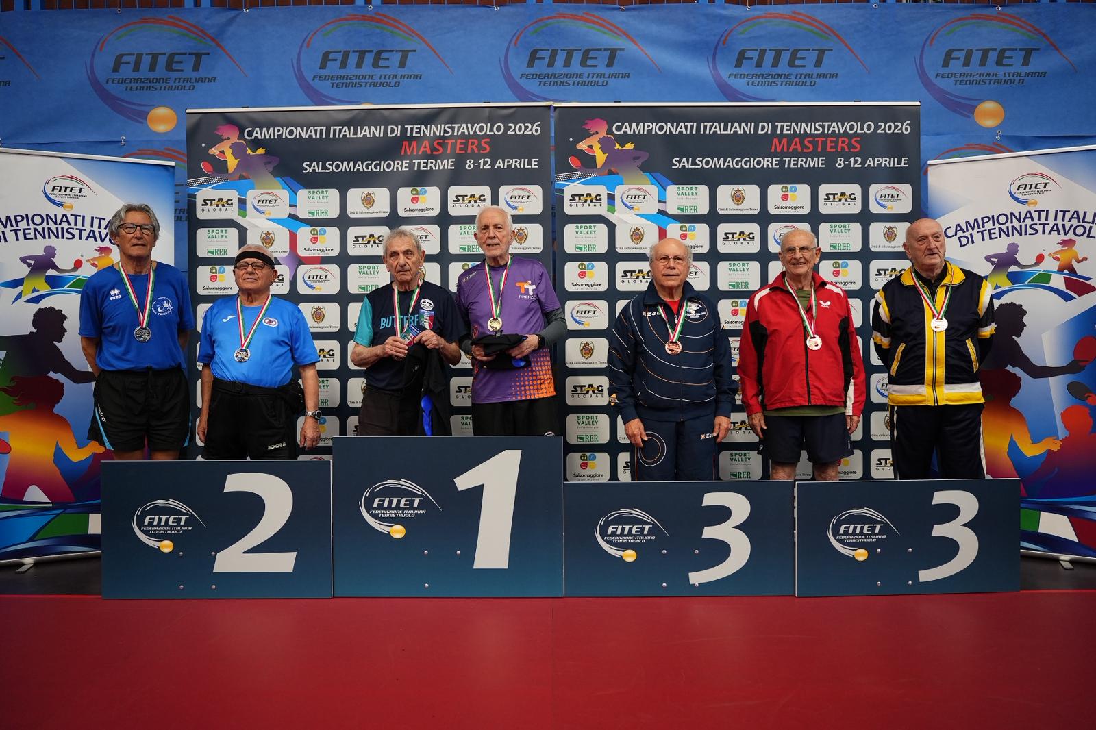 Campionati Italiani Master di Salsomaggiore Terme 2026 podio del doppio maschile Over 80