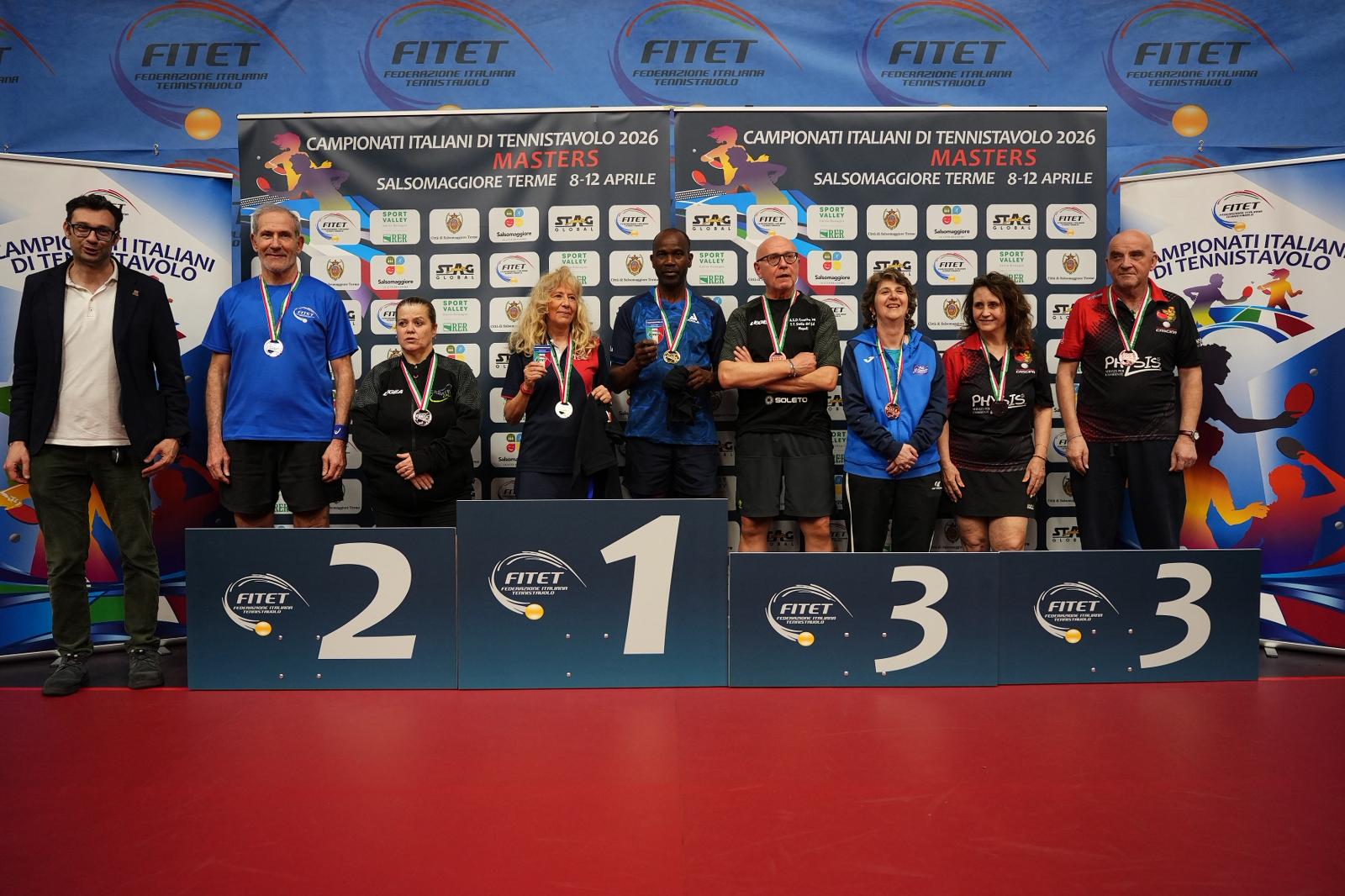 Campionati Italiani Master di Salsomaggiore Terme 2026 podio del doppio misto Over 60