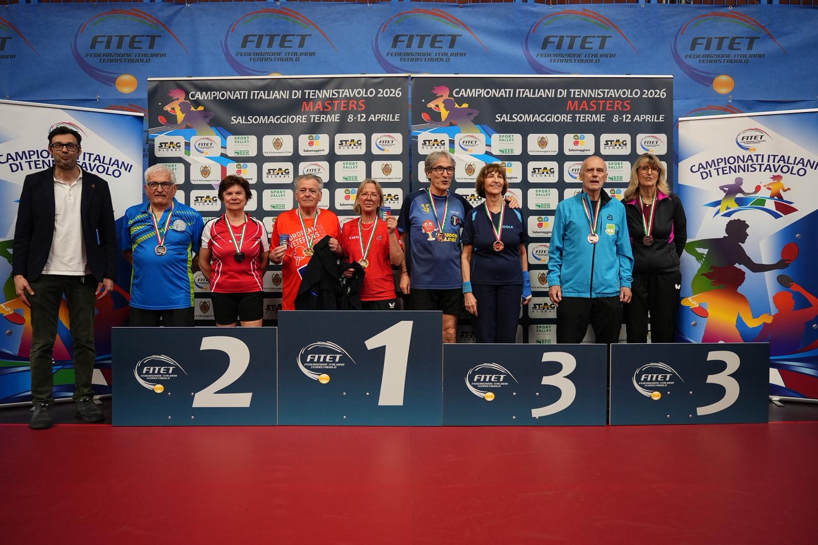 Campionati Italiani Master di Salsomaggiore Terme 2026 podio del doppio misto Over 70