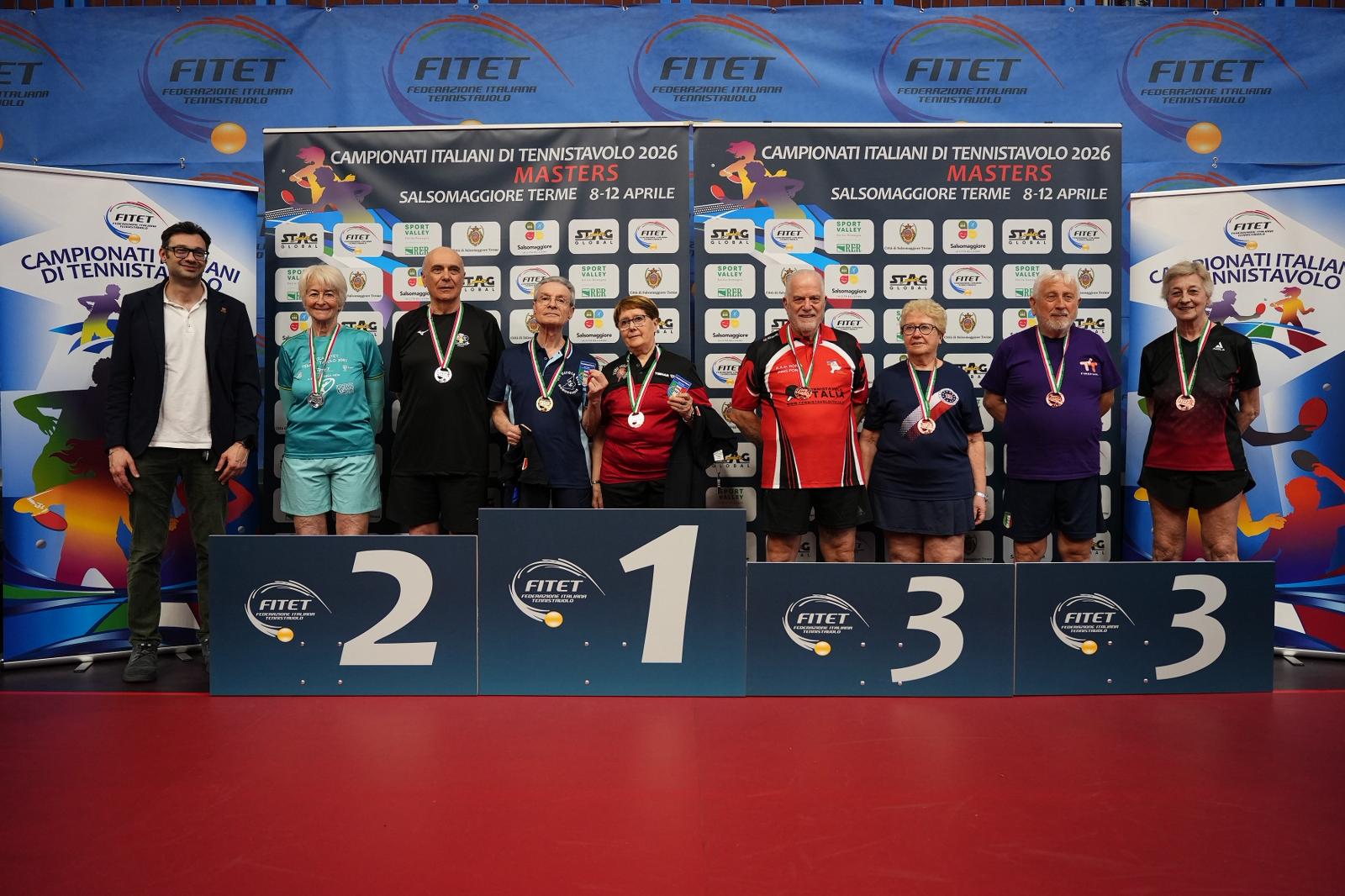 Campionati Italiani Master di Salsomaggiore Terme 2026 podio del doppio misto Over 75
