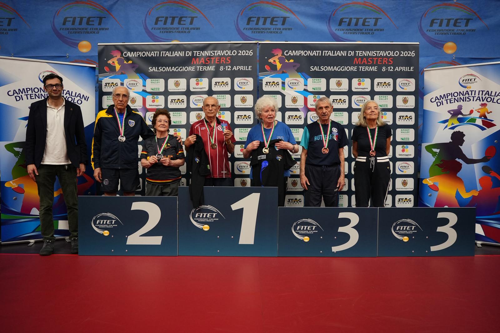 Campionati Italiani Master di Salsomaggiore Terme 2026 podio del doppio misto Over 80