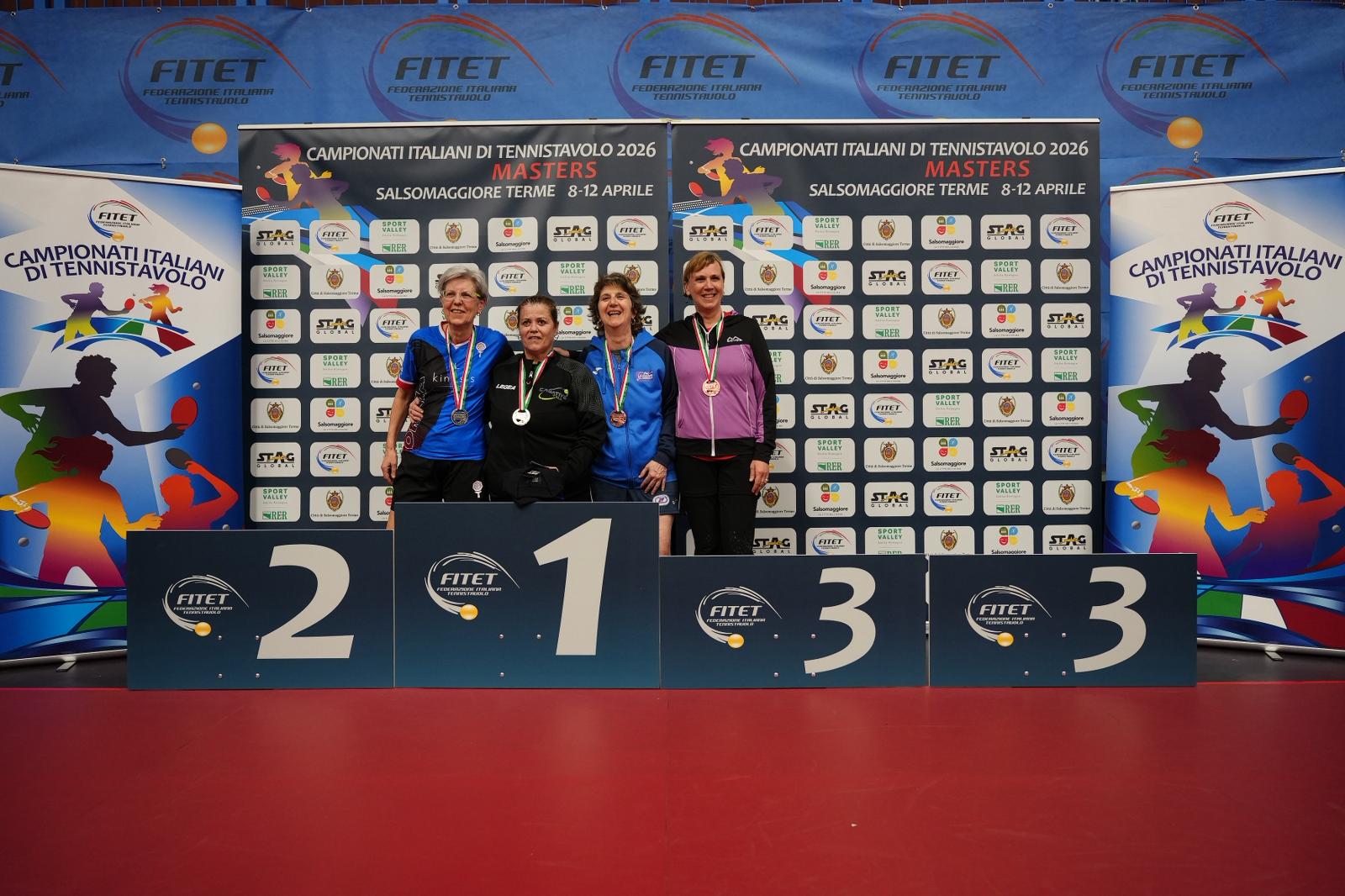 Campionati Italiani Master di Salsomaggiore Terme 2026 podio del singolare femminile Over 60