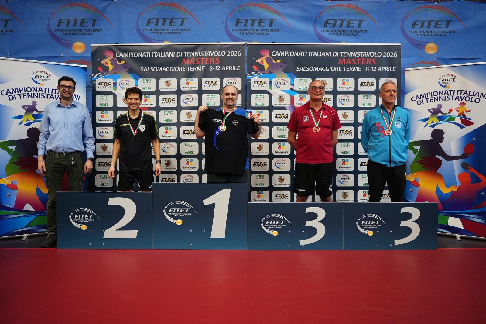 Campionati Italiani Master di Salsomaggiore Terme 2026 podio del singolare maschile Over 50