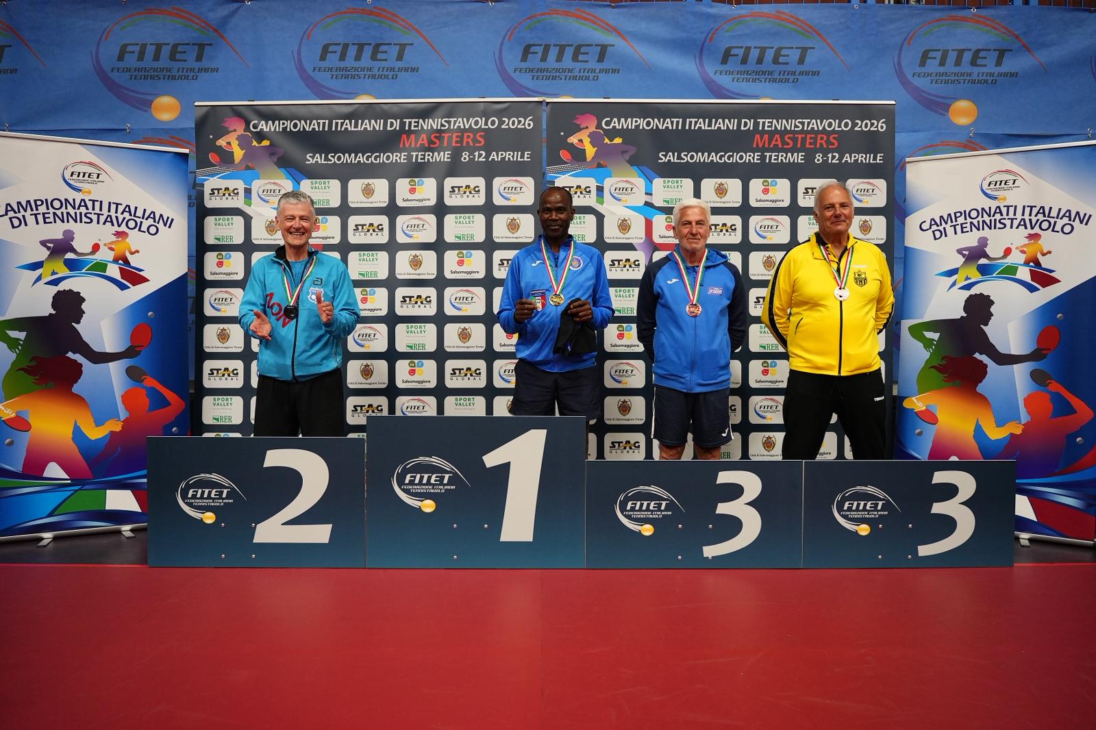 Campionati Italiani Master di Salsomaggiore Terme 2026 podio del singolare maschile Over 65