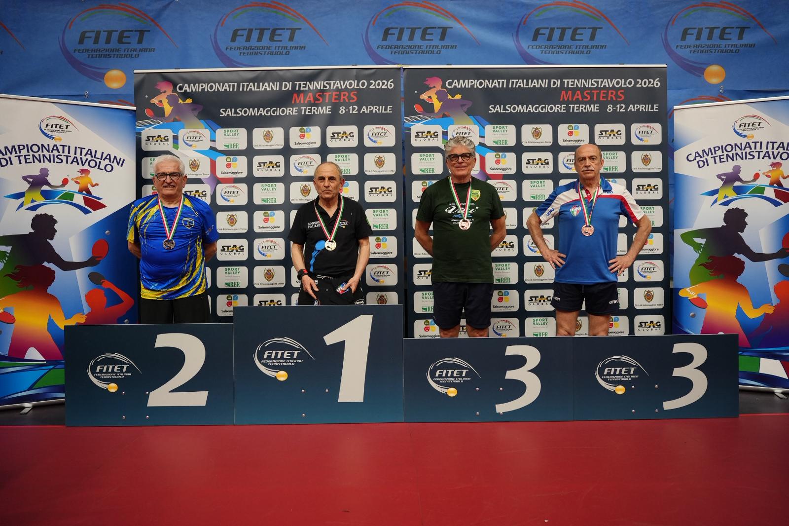 Campionati Italiani Master di Salsomaggiore Terme 2026 podio del singolare maschile Over 70