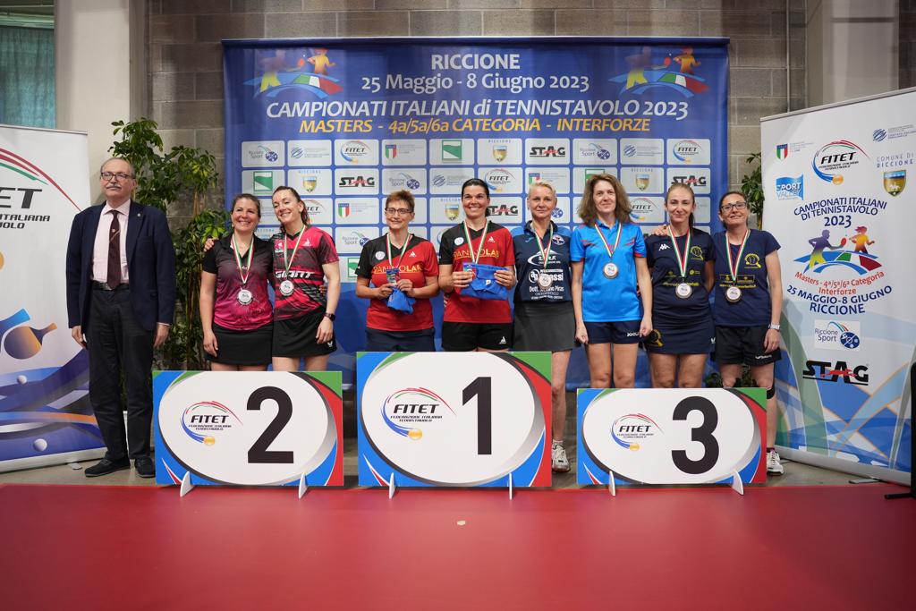 Campionati Italiani Masters di Riccione 2023 podio del doppio femminile Over 40