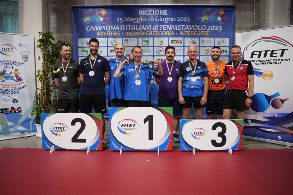 Campionati Italiani Masters di Riccione 2023 podio del doppio maschile Over 40