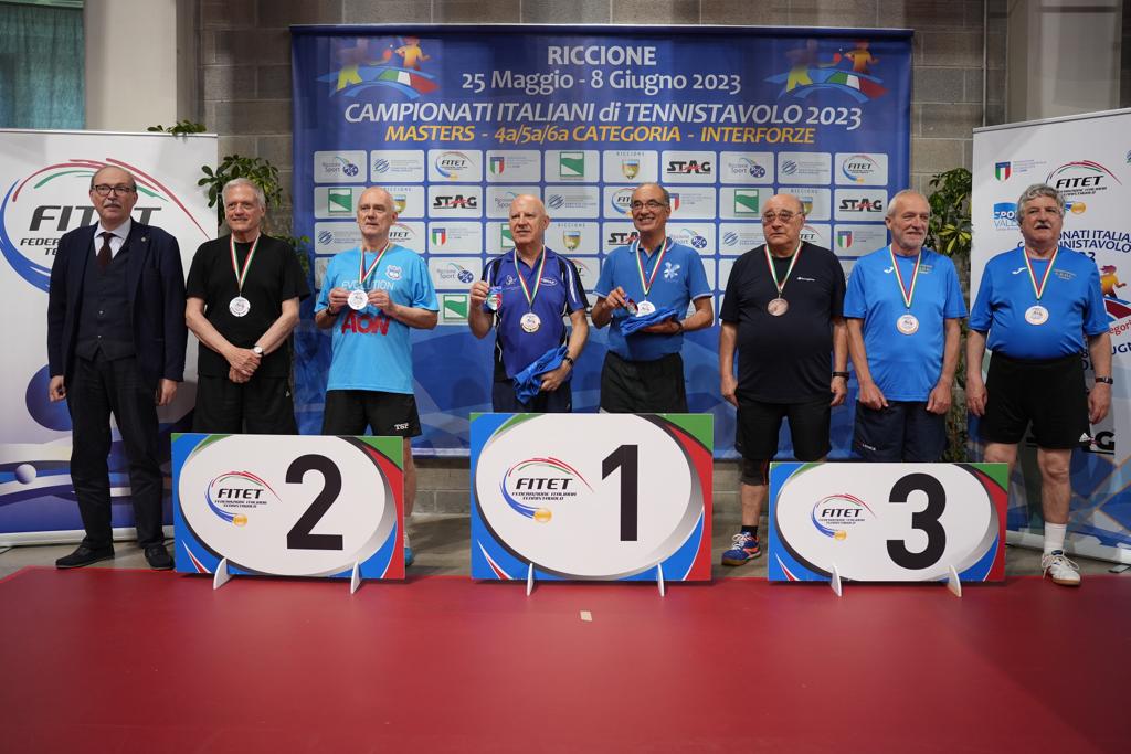 Campionati Italiani Masters di Riccione 2023 podio del doppio maschile Over 70
