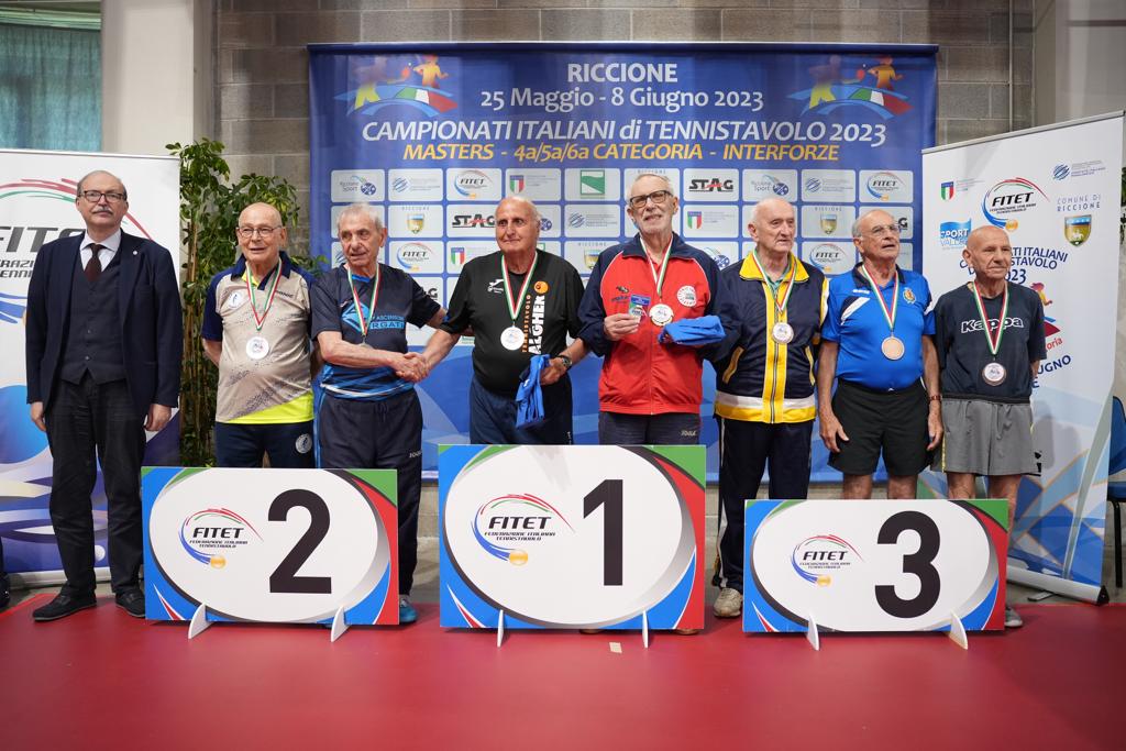 Campionati Italiani Masters di Riccione 2023 podio del doppio maschile Over 80