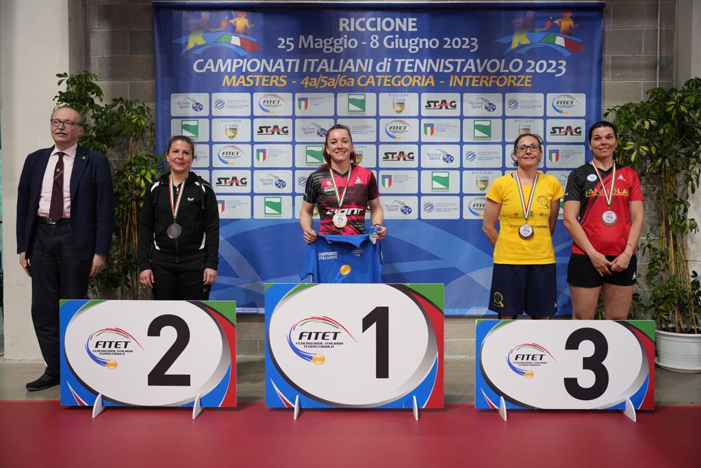 Campionati Italiani Masters di Riccione 2023 podio del singolare femminile Over 40