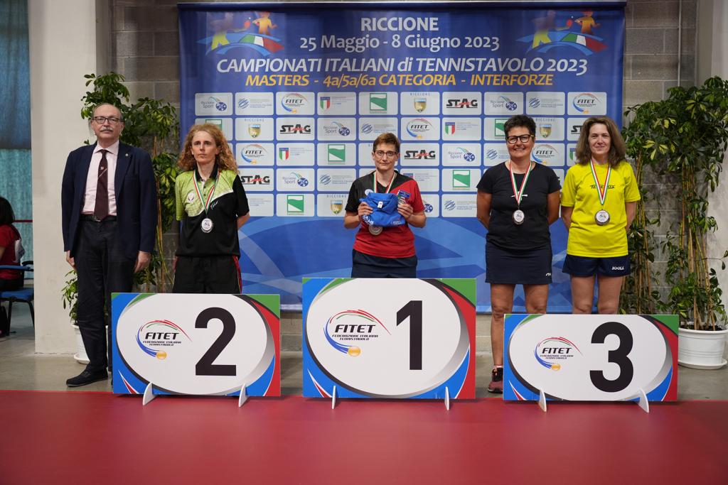 Campionati Italiani Masters di Riccione 2023 podio del singolare femminile Over 50