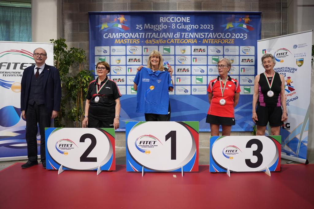 Campionati Italiani Masters di Riccione 2023 podio del singolare femminile Over 70