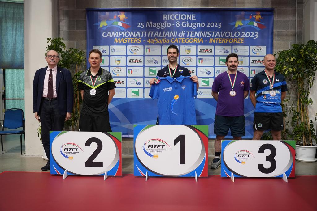 Campionati Italiani Masters di Riccione 2023 podio del singolare maschile Over 40