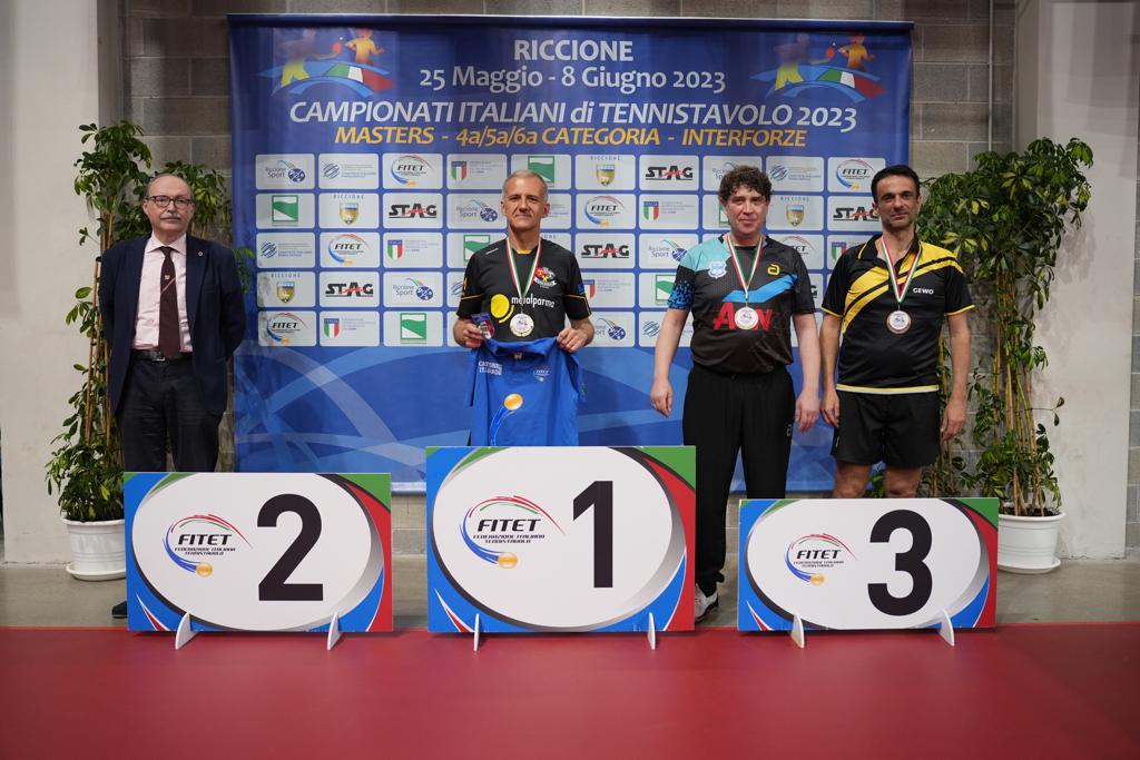 Campionati Italiani Masters di Riccione 2023 podio del singolare maschile Over 50