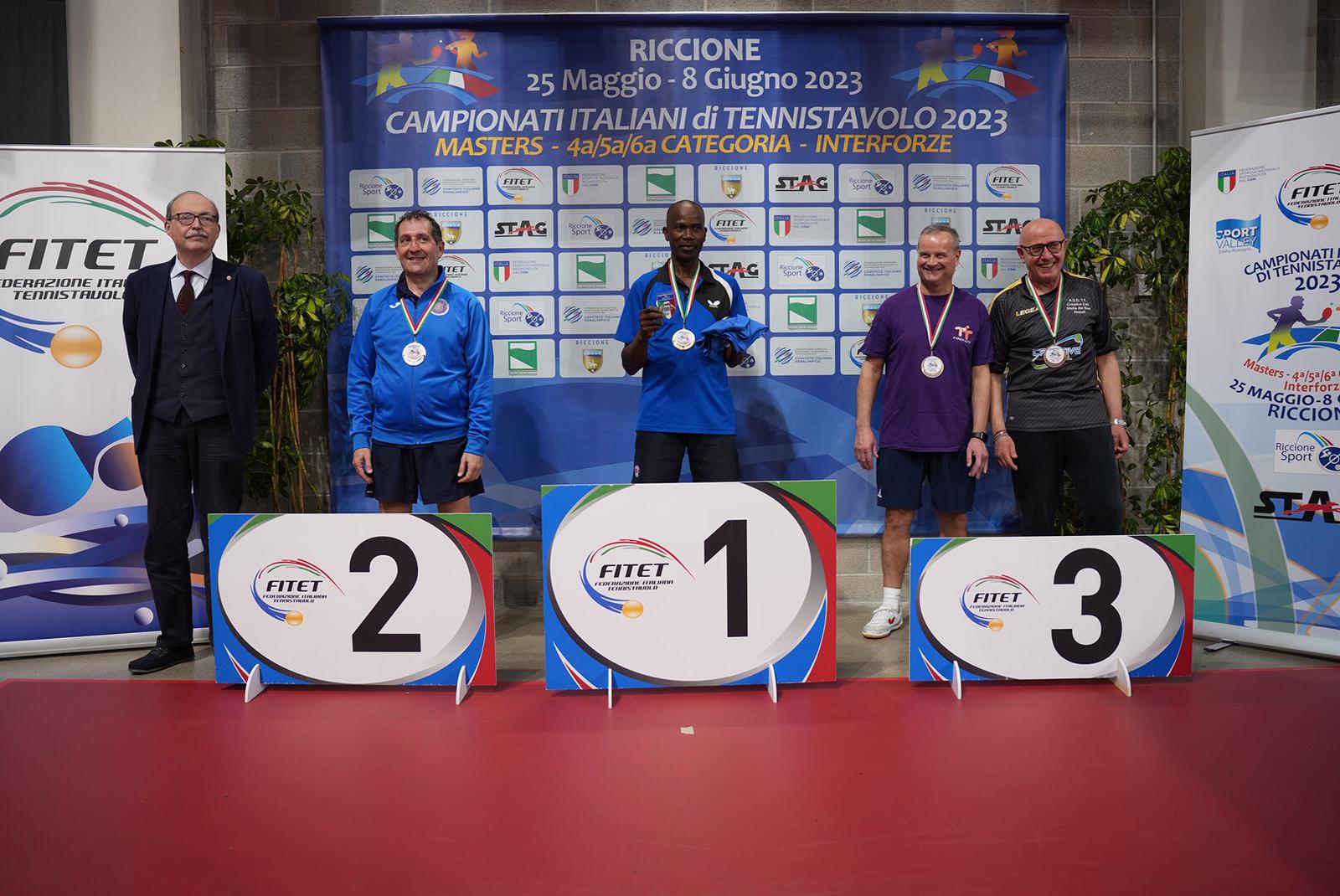 Campionati Italiani Masters di Riccione 2023 podio del singolare maschile Over 60