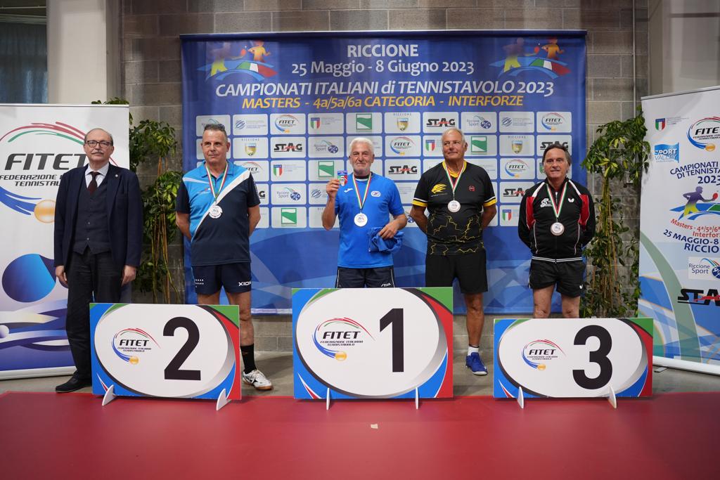 Campionati Italiani Masters di Riccione 2023 podio del singolare maschile Over 65